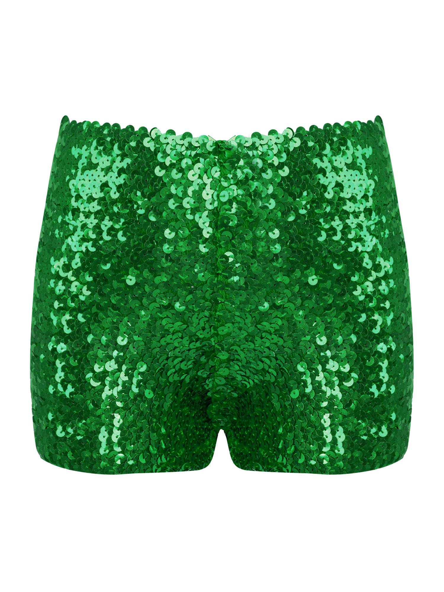 Kids Allover Sequins Solid Color Jazz Dance Shorts
