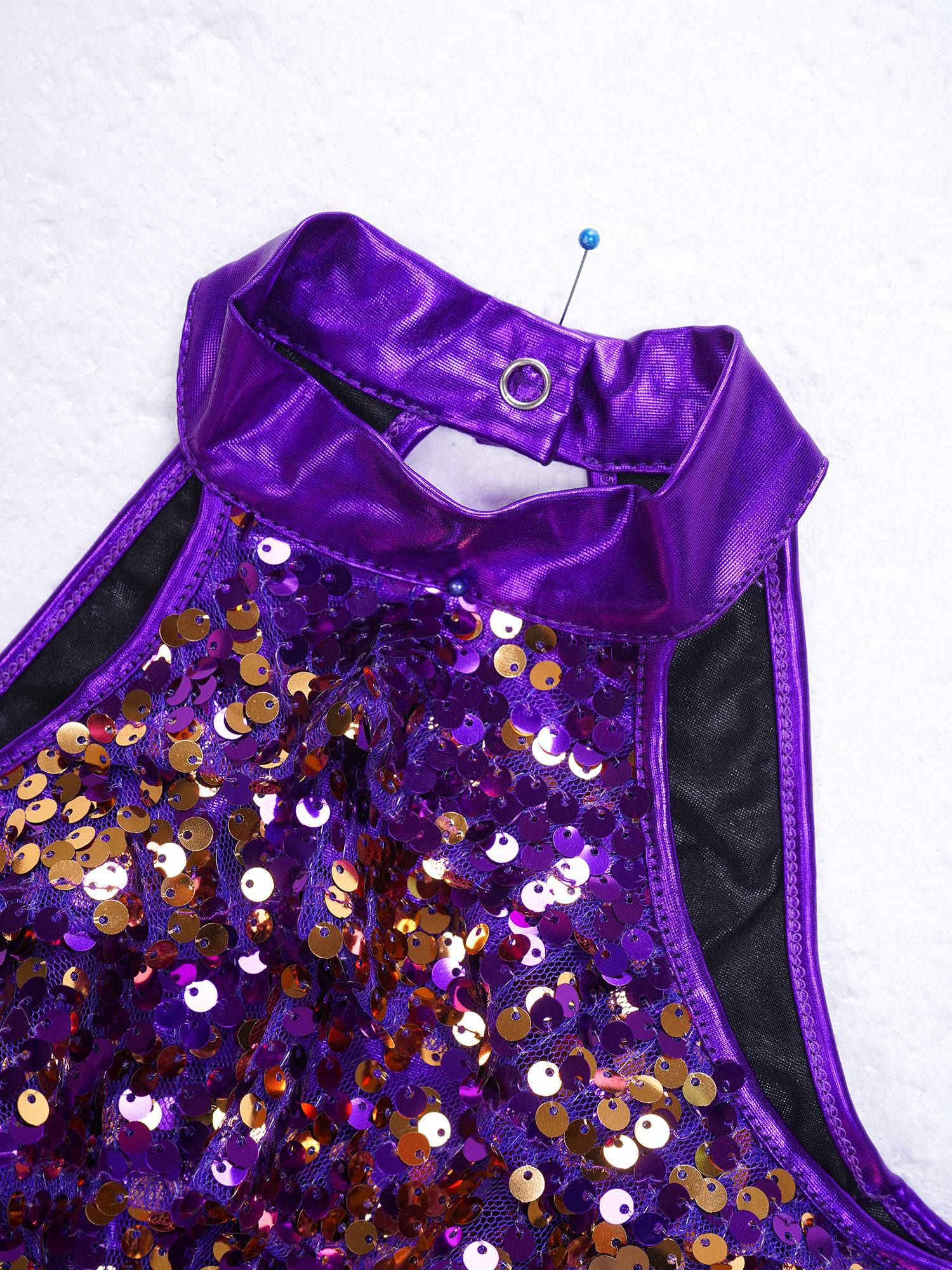 Kids Girls Sequin Backless Crop Top and Skirt Jazz Dance Sets