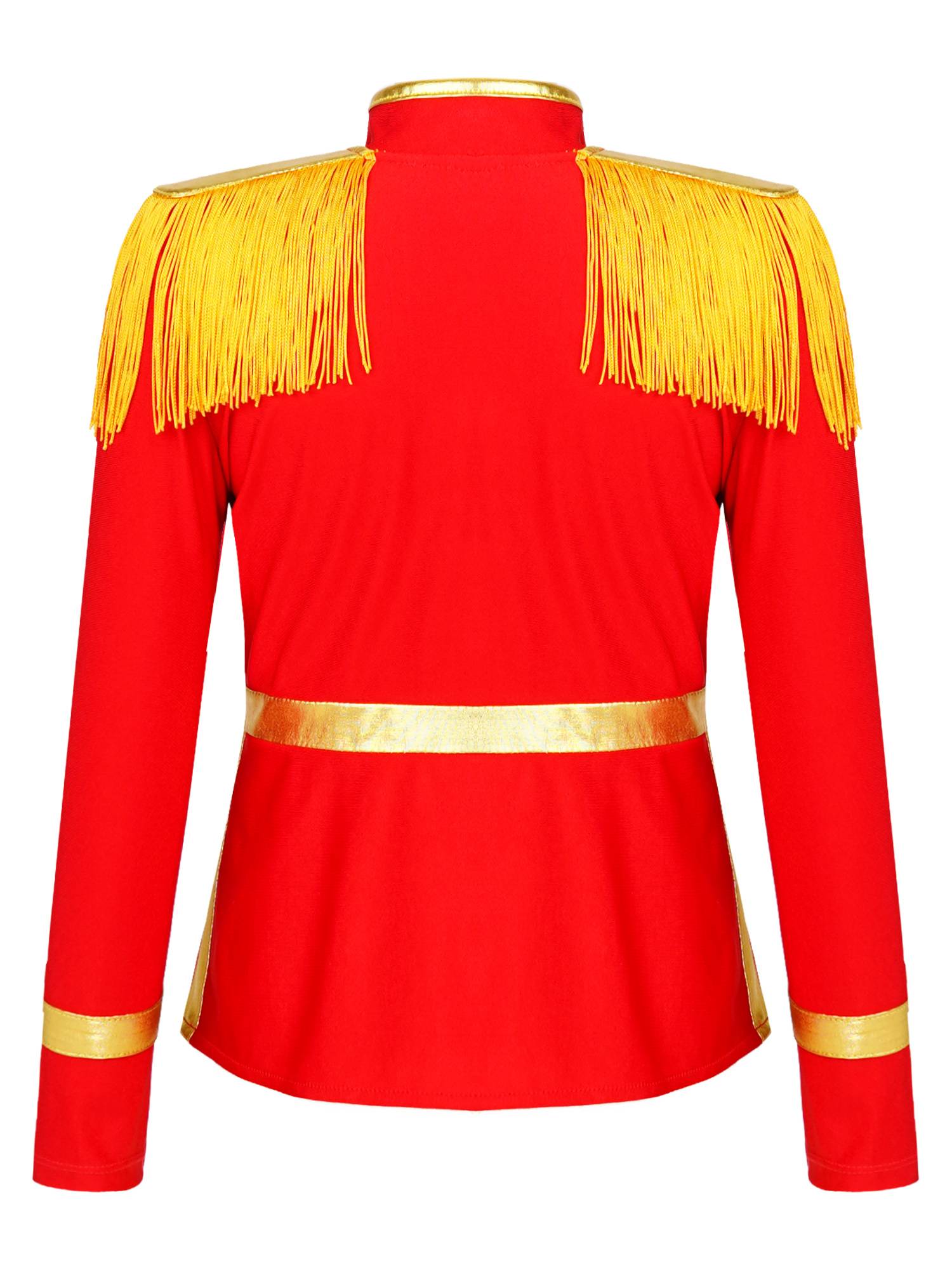 Kids Girls Long Sleeve Front Zip Tassels Circus Ringmaster Costume Coat
