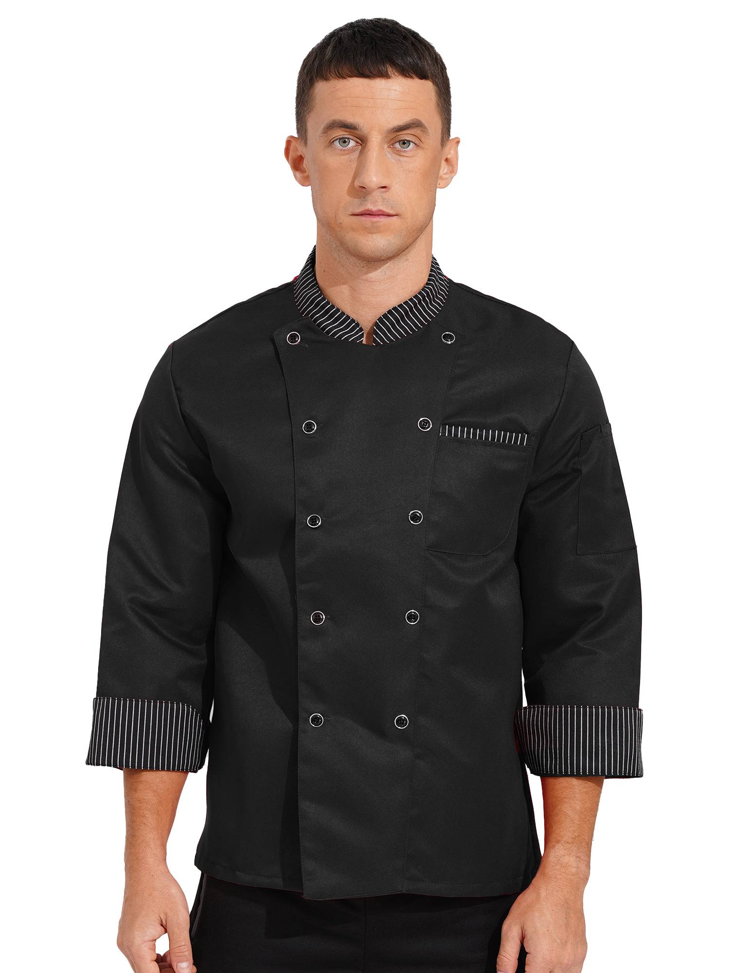Men Long Sleeve Button Down Pocket Chef Coat