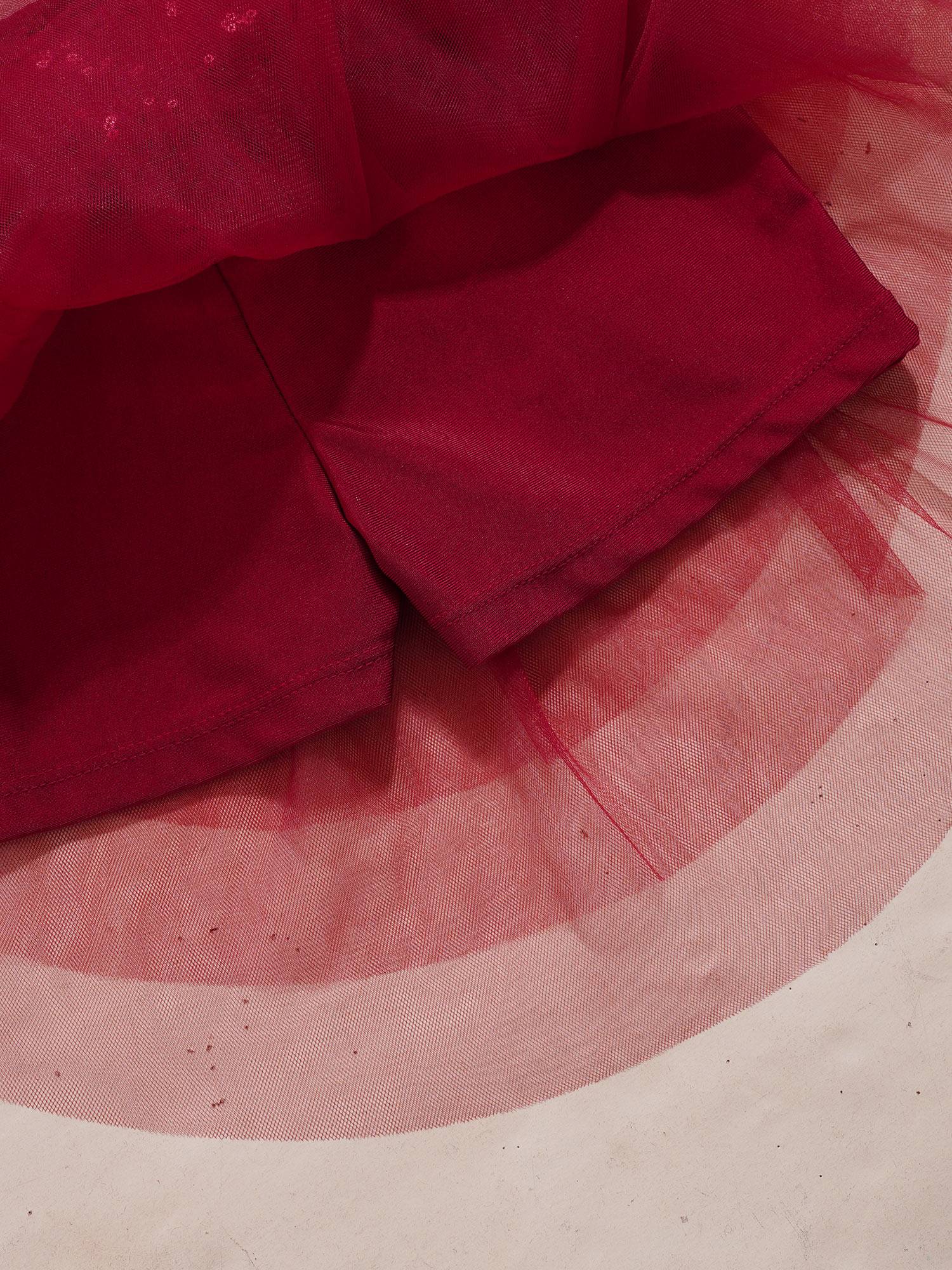 Kids Girls 2pcs Sleeveless Sequin Crop Top and Mesh Skirt Latin Set