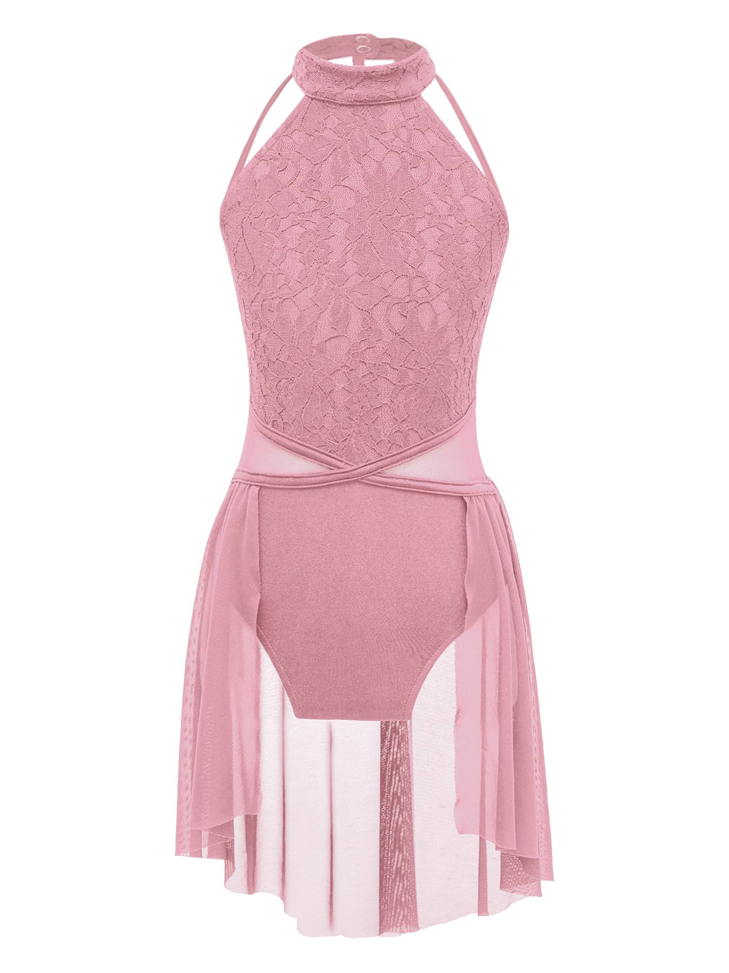 Kids Girls Sleeveless Lace Floral Lyrical Dance Leotard