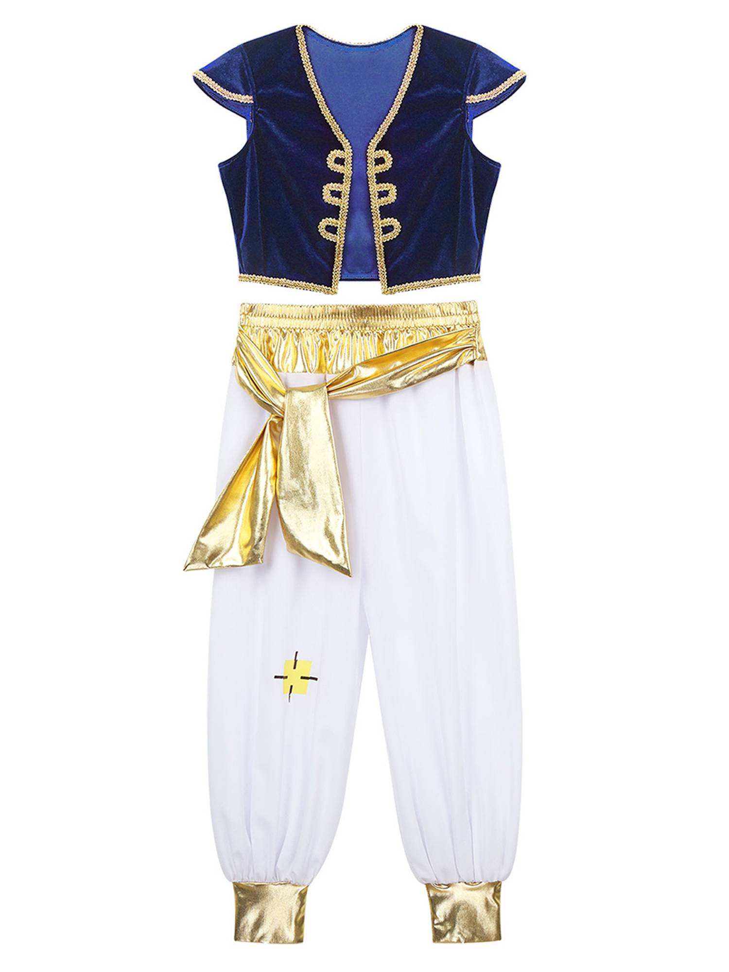 Kids Boys Arabian Prince Costume Outfit Waistcoat with Pants Set