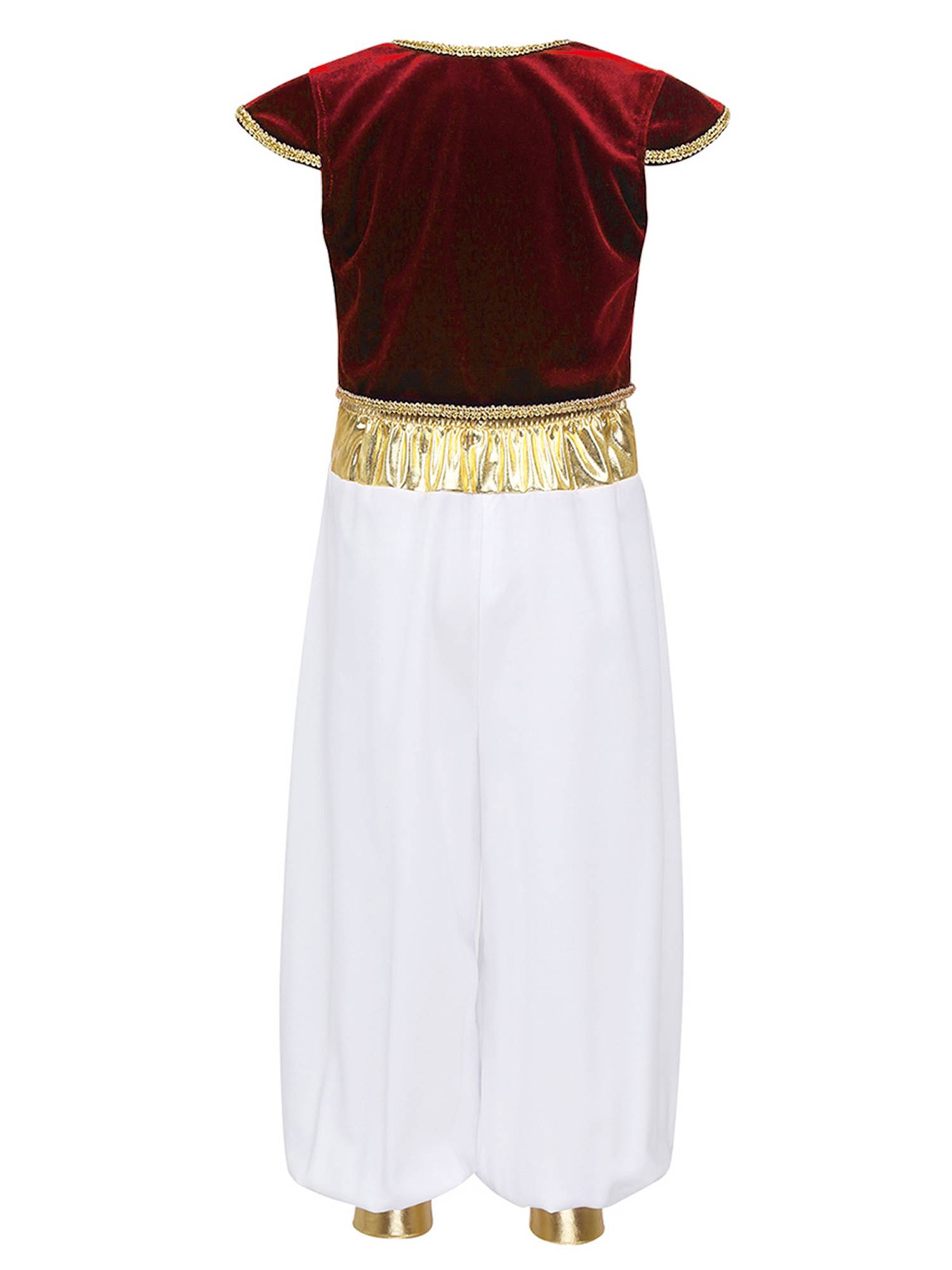 Kids Boys Arabian Prince Costume Outfit Waistcoat with Pants Set
