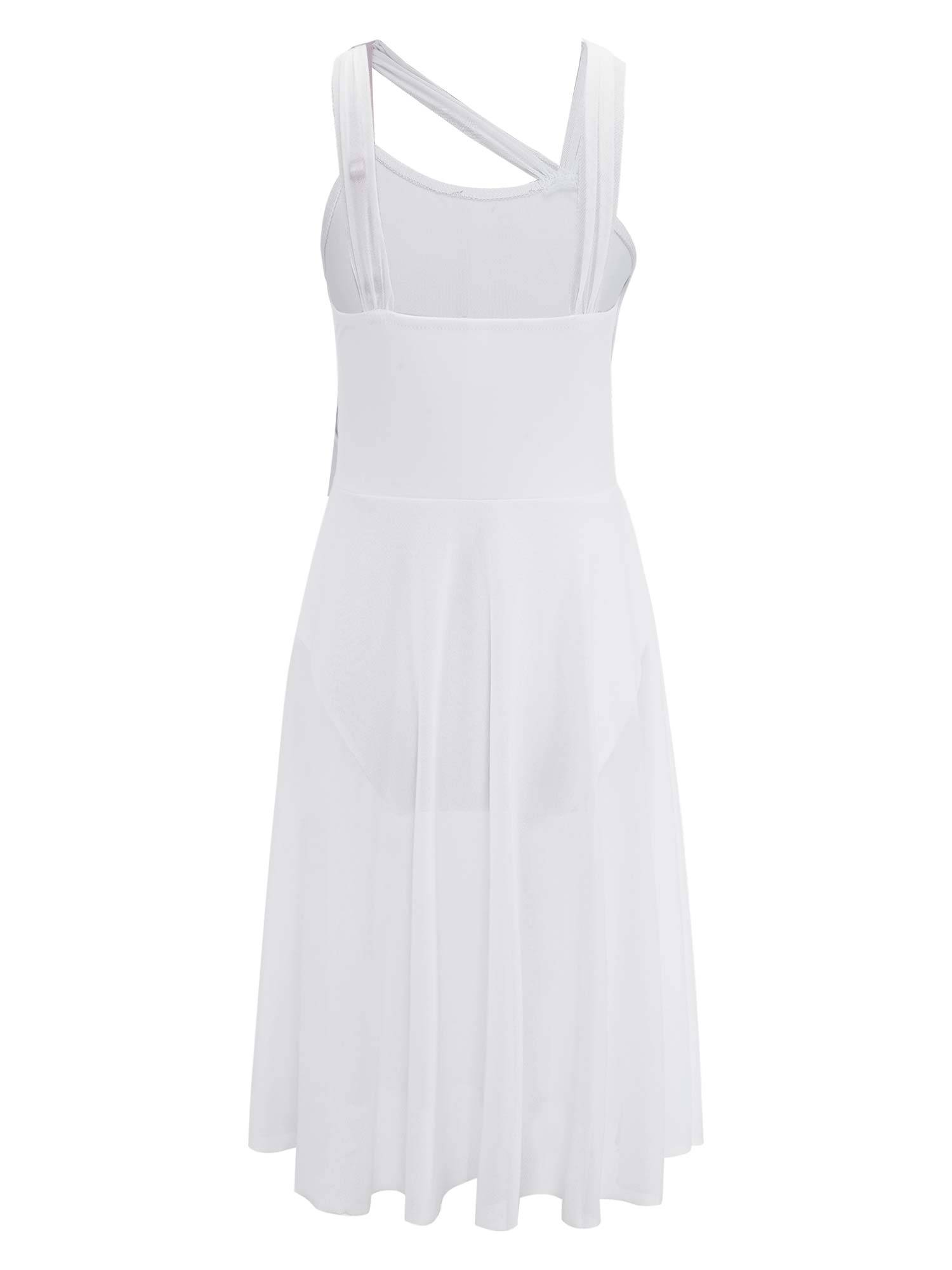 Kids Girls Sleeveless Color Block Lyrical Dance Leotard Dress