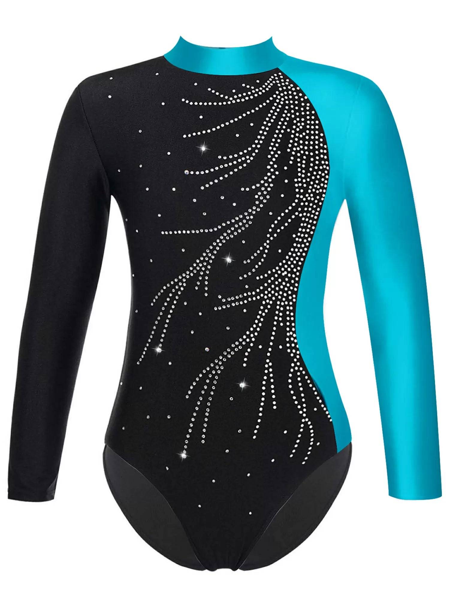 Kids Girls Long Sleeve Keyhole Back Gymnastics Leotard