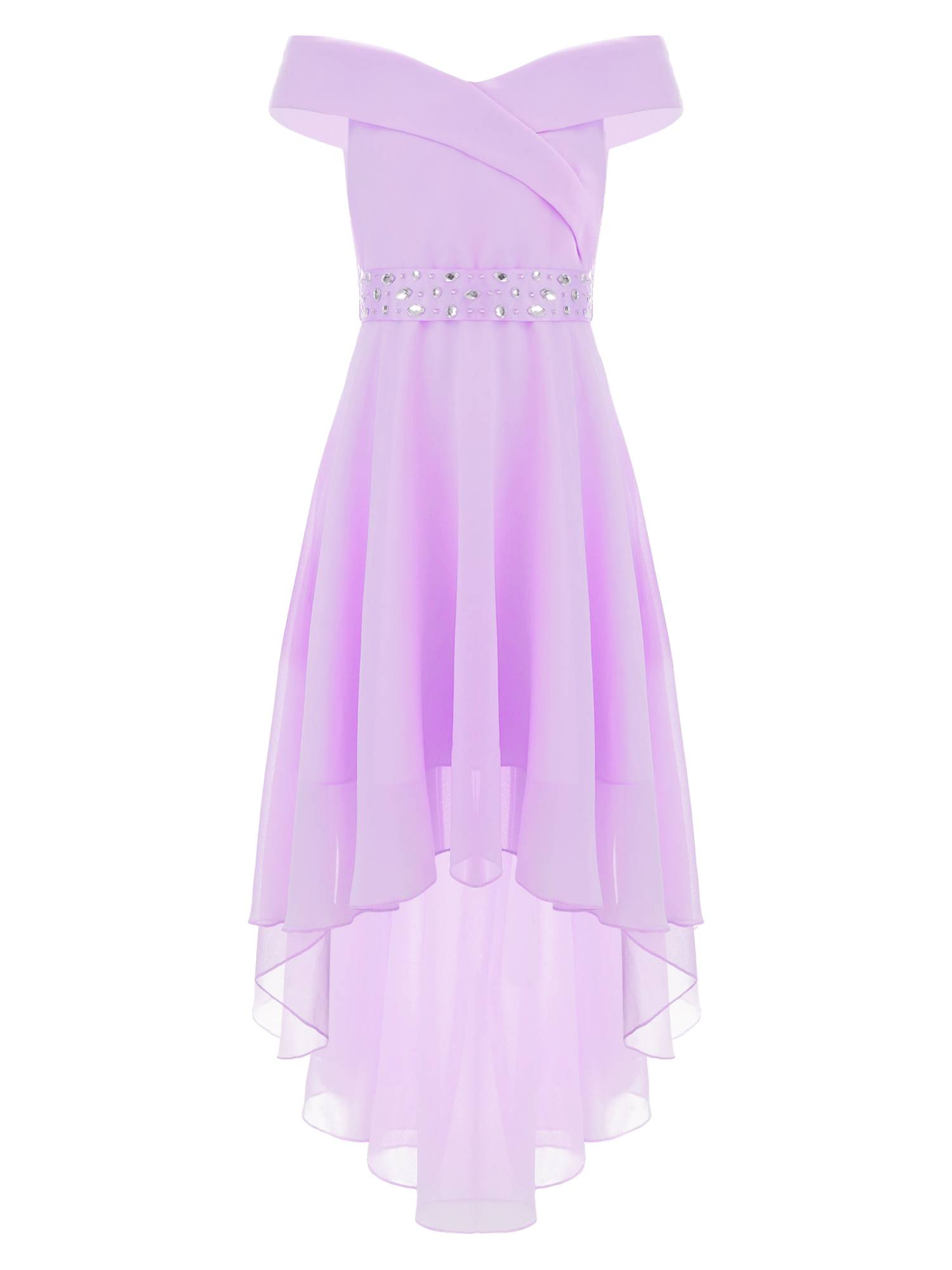 Kids Girls Off-Shoulder High-Low Dress