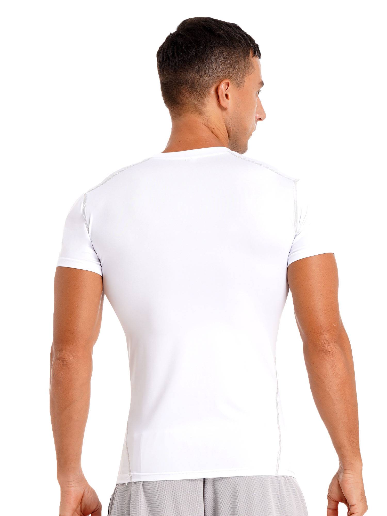 Men Solid Color Short Sleeve Quick-Dry Moisture Wicking Sports T-shirt