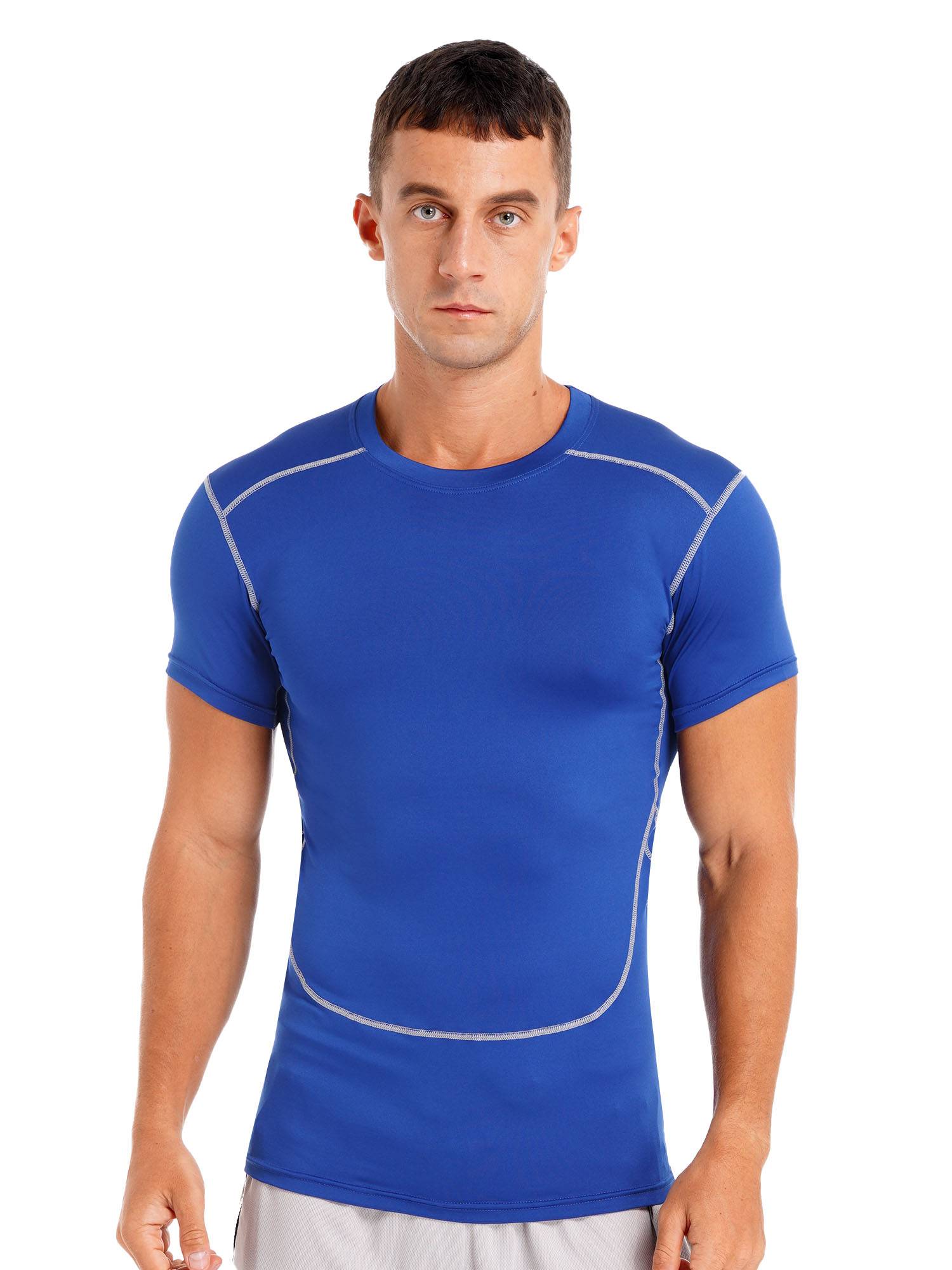 Men Solid Color Short Sleeve Quick-Dry Moisture Wicking Sports T-shirt