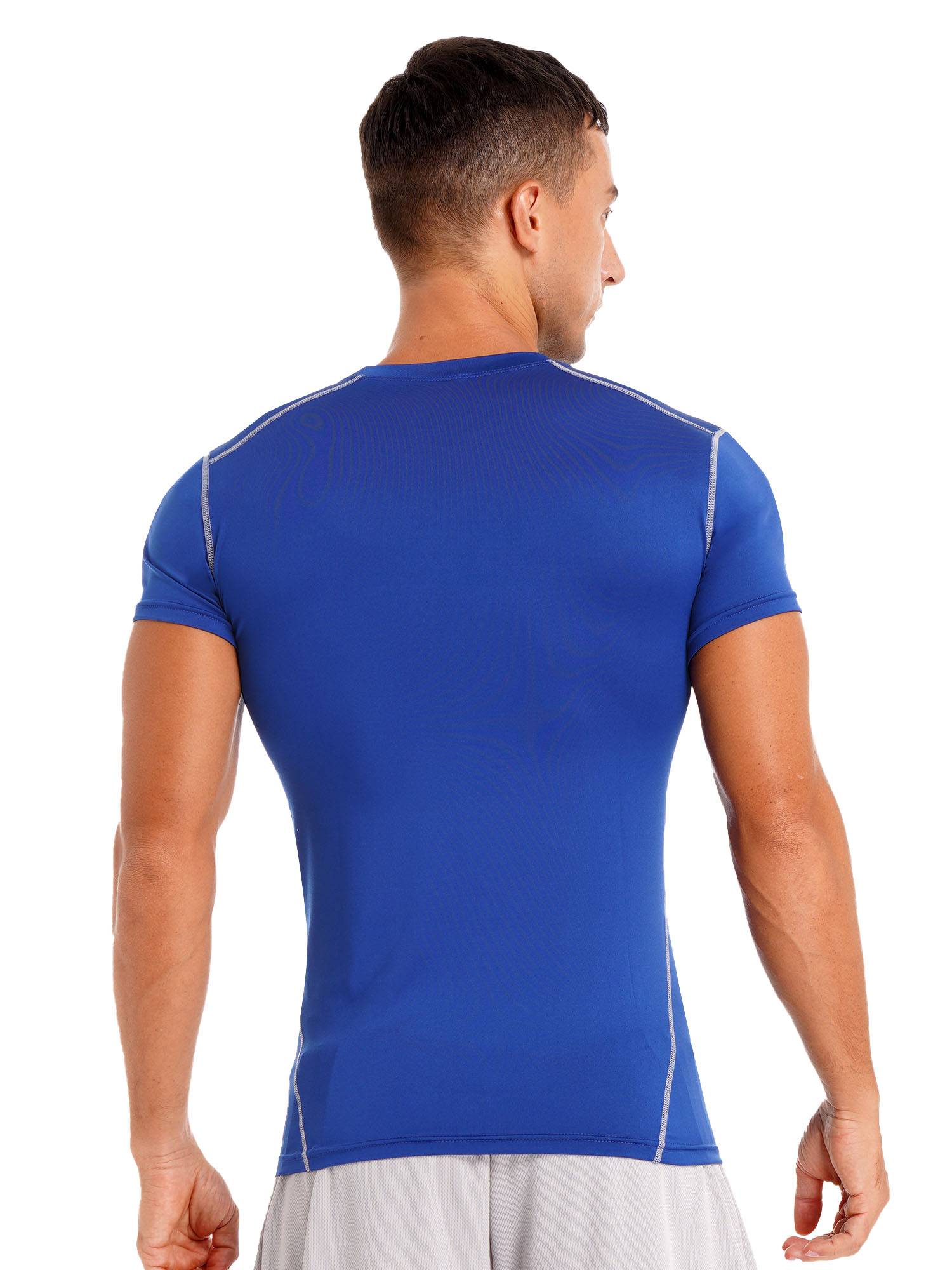 Men Solid Color Short Sleeve Quick-Dry Moisture Wicking Sports T-shirt