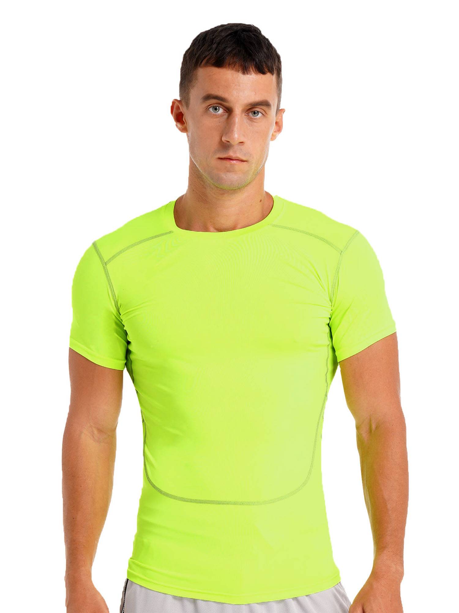 Men Solid Color Short Sleeve Quick-Dry Moisture Wicking Sports T-shirt