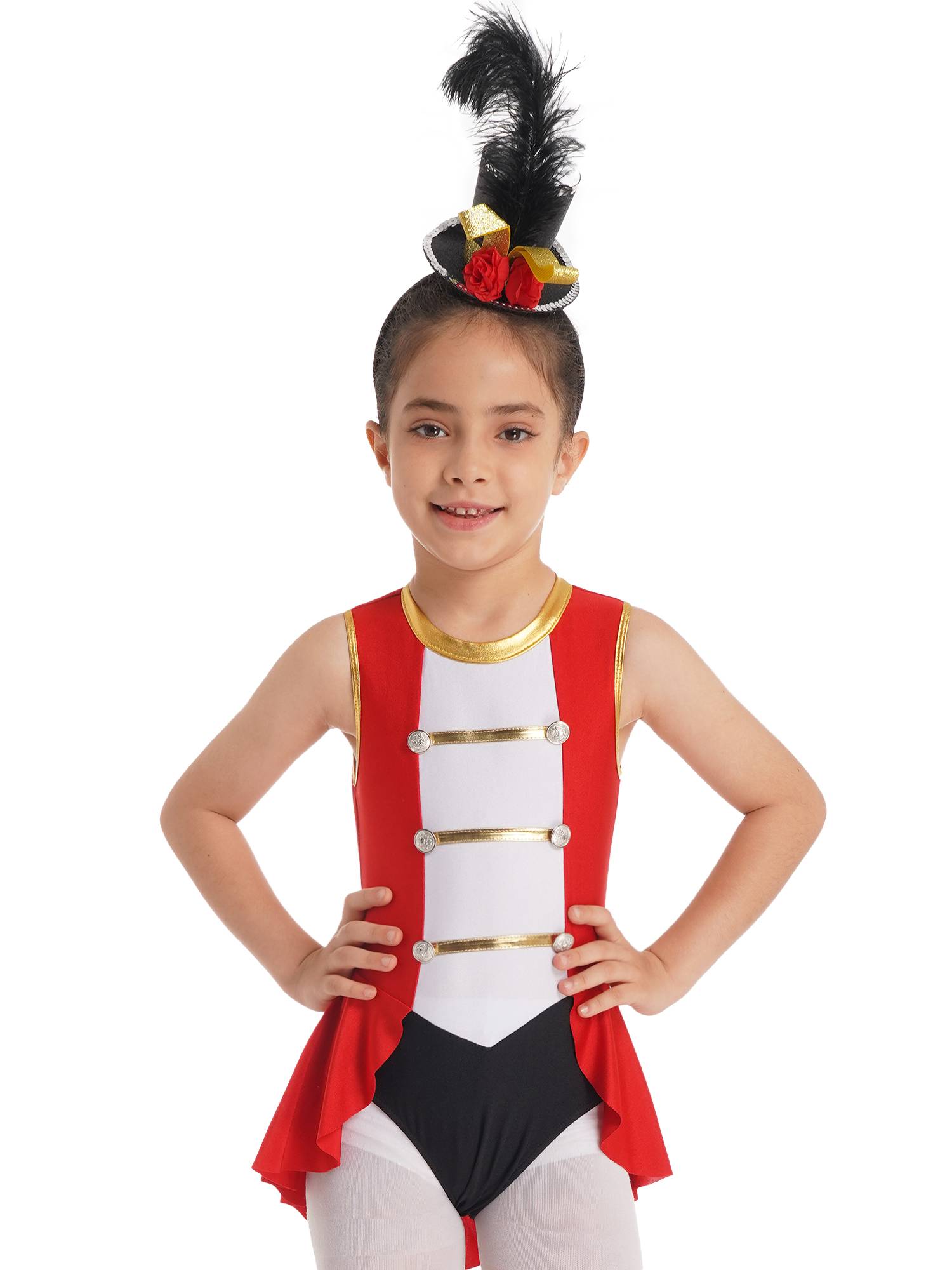 Kids Girls Sleeveless Back Hollow Circus Costume Leotard