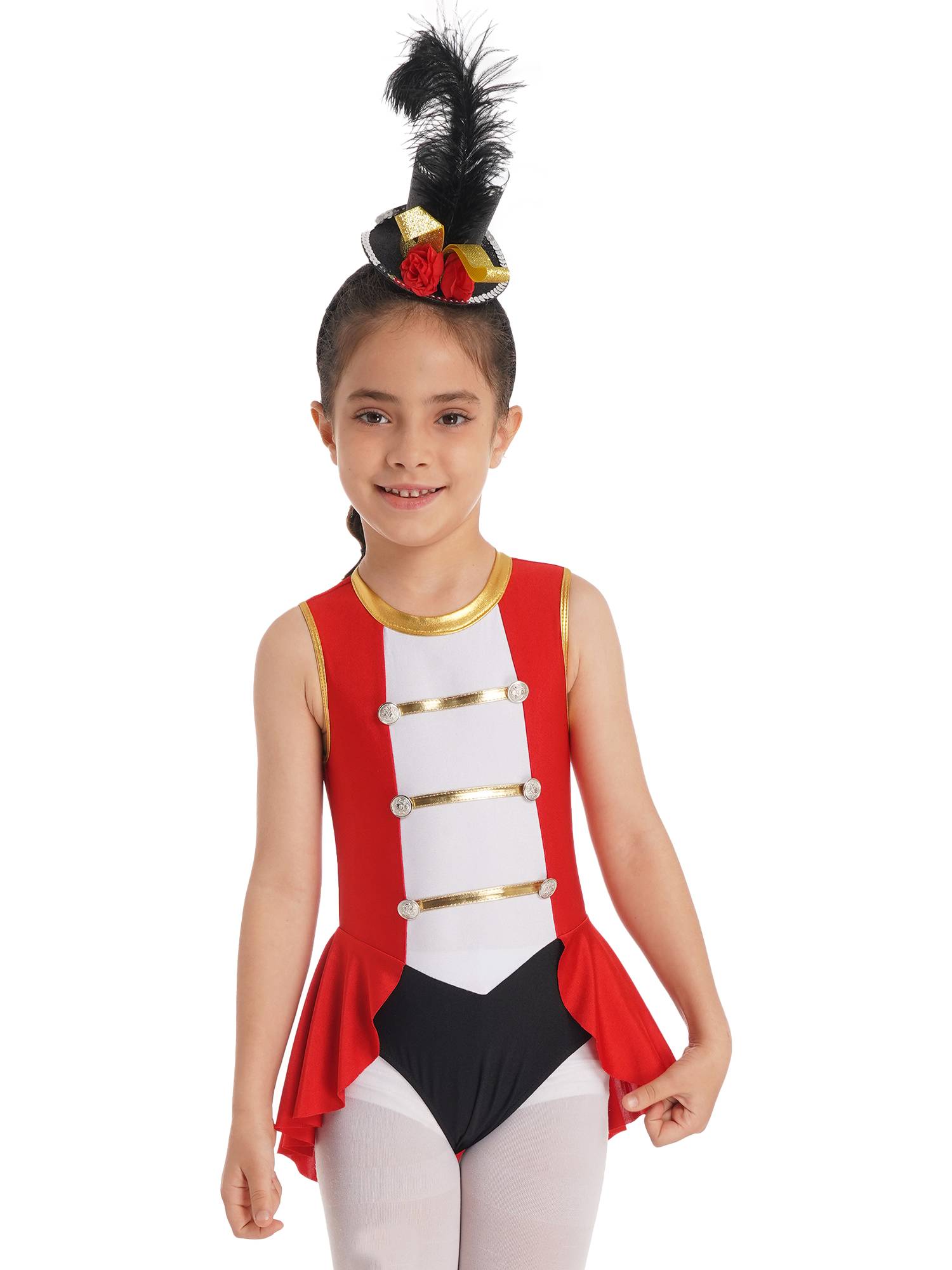 Kids Girls Sleeveless Back Hollow Circus Costume Leotard