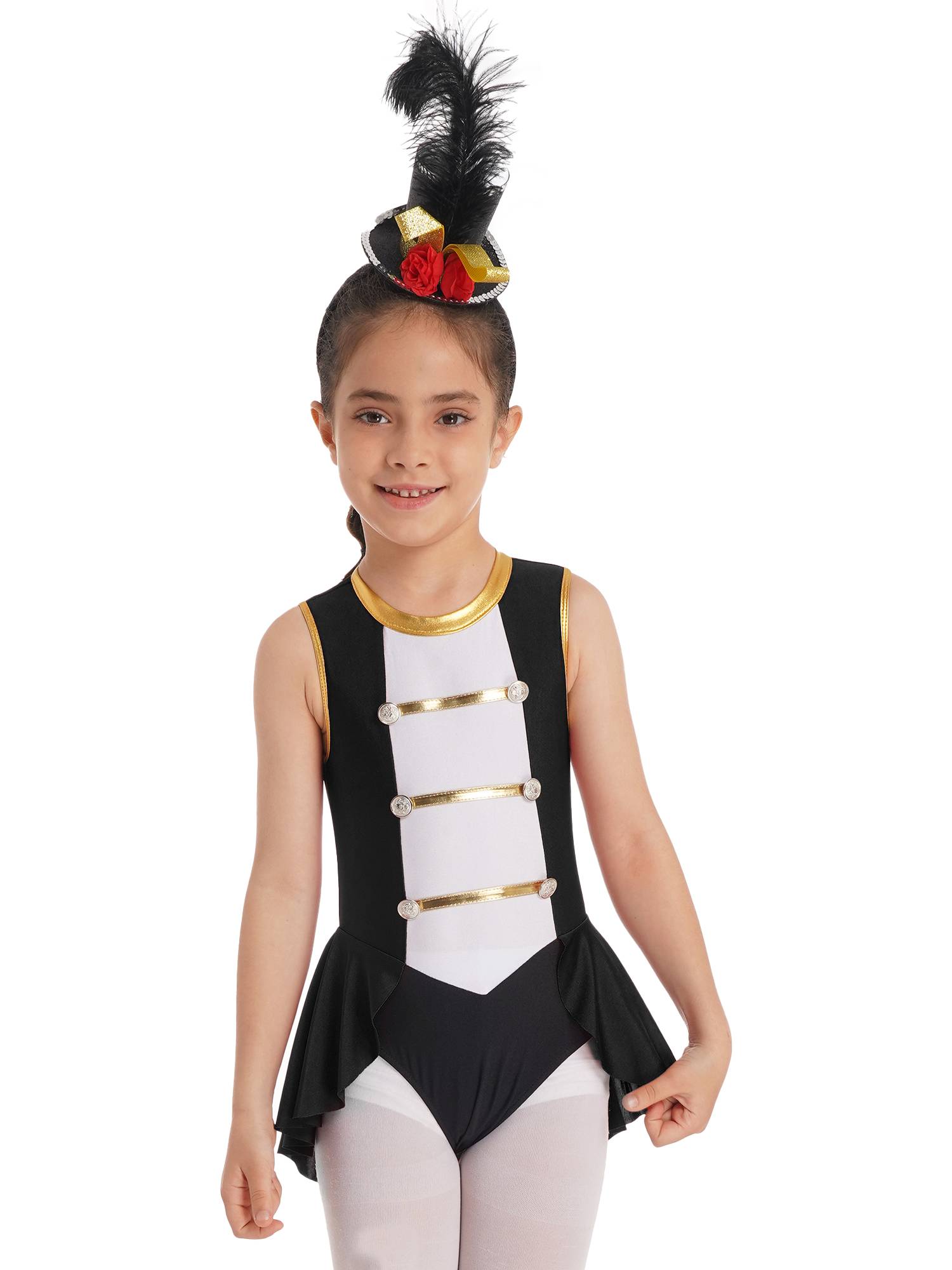 Kids Girls Sleeveless Back Hollow Circus Costume Leotard