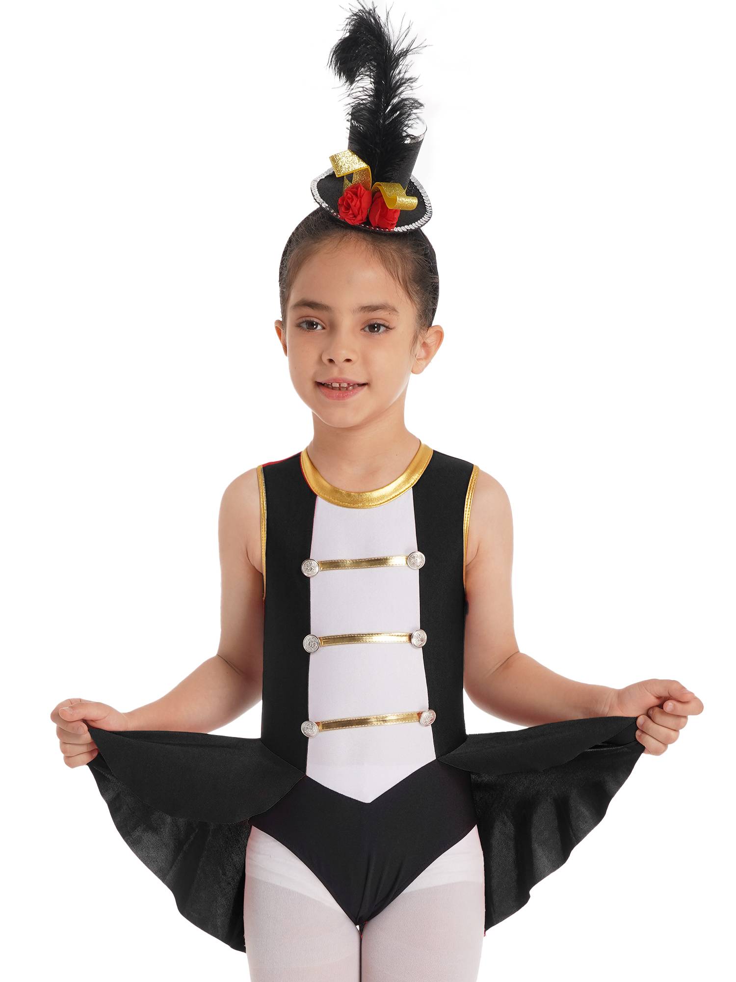 Kids Girls Sleeveless Back Hollow Circus Costume Leotard