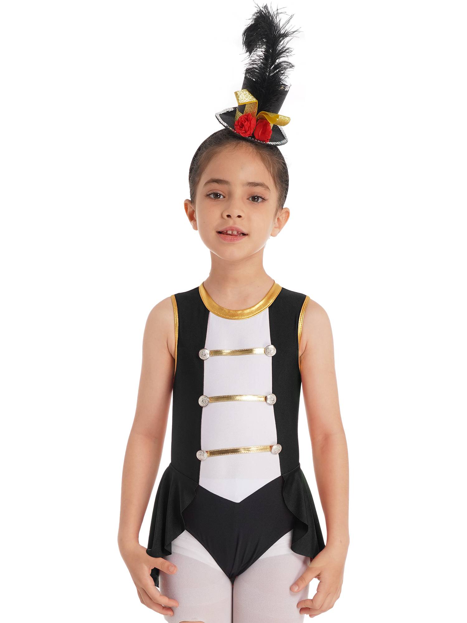 Kids Girls Sleeveless Back Hollow Circus Costume Leotard