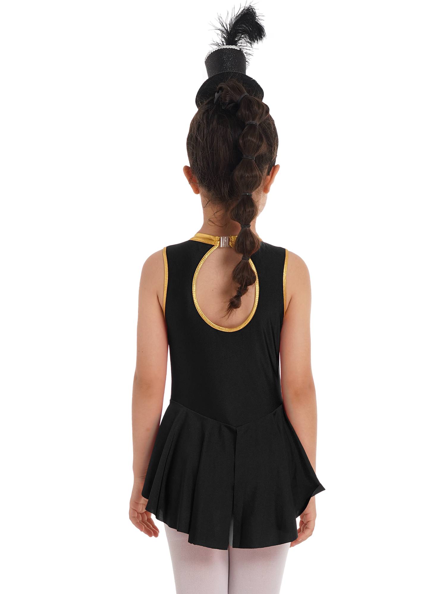 Kids Girls Sleeveless Back Hollow Circus Costume Leotard