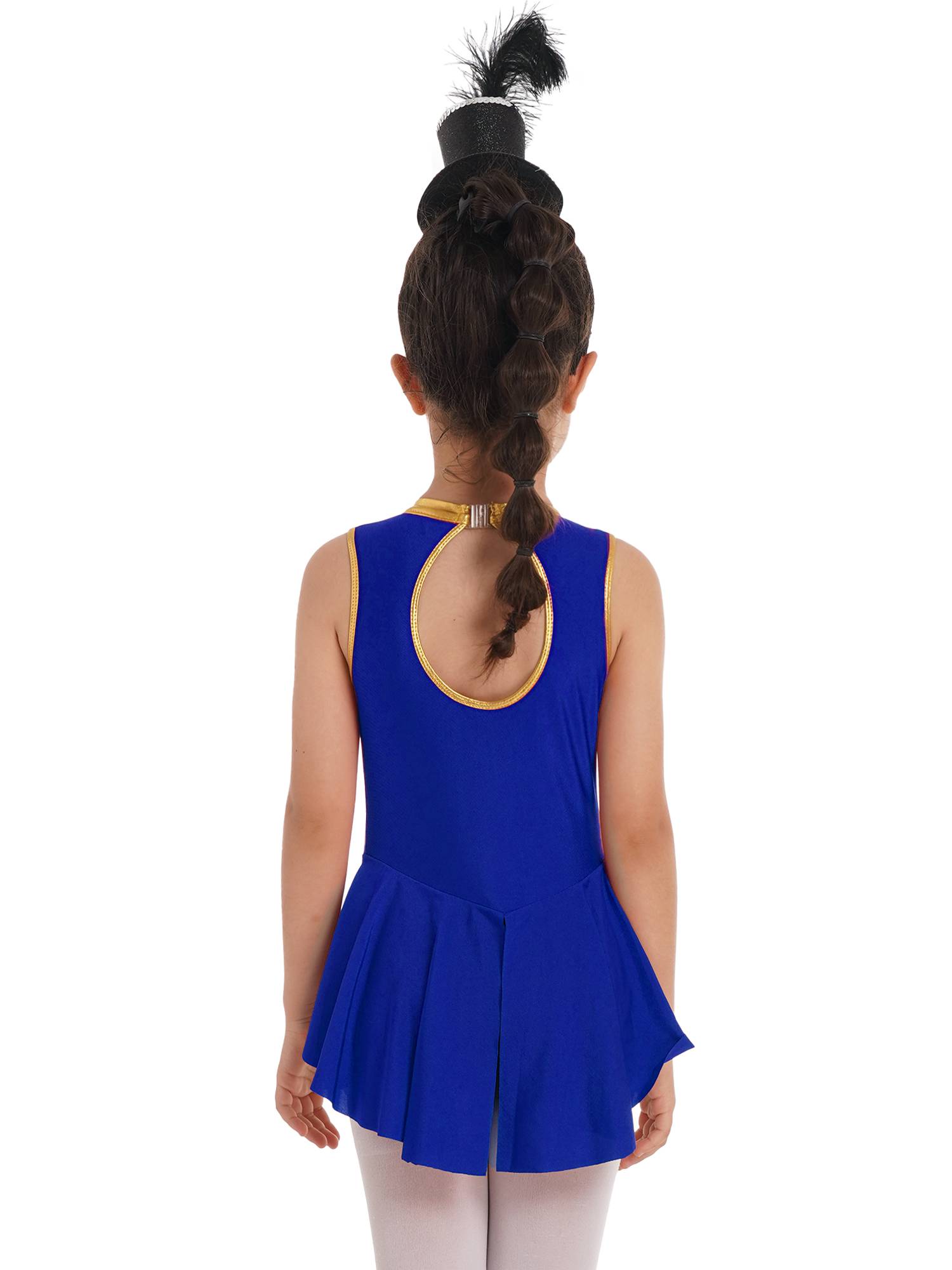 Kids Girls Sleeveless Back Hollow Circus Costume Leotard