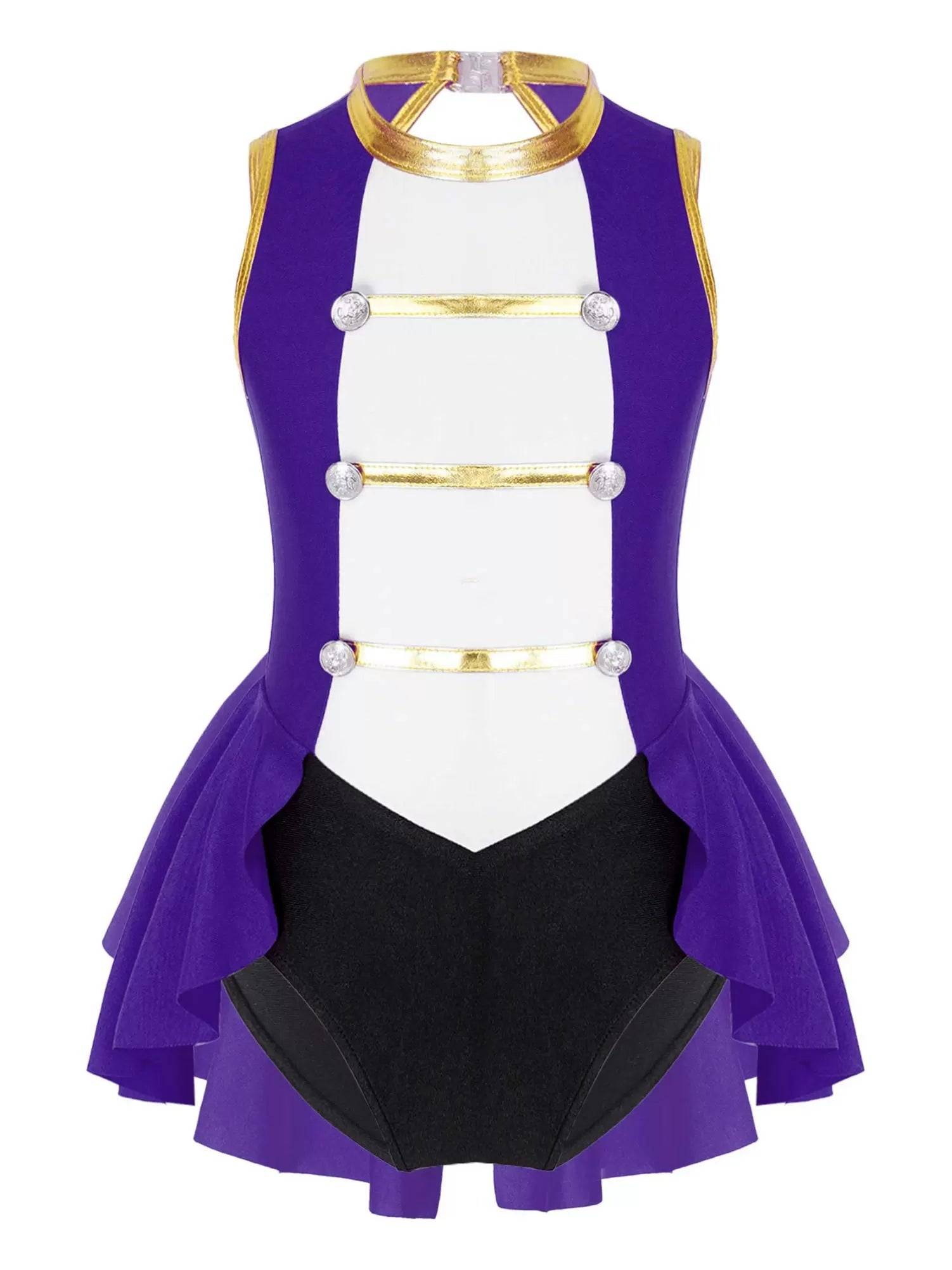 Kids Girls Sleeveless Back Hollow Circus Costume Leotard