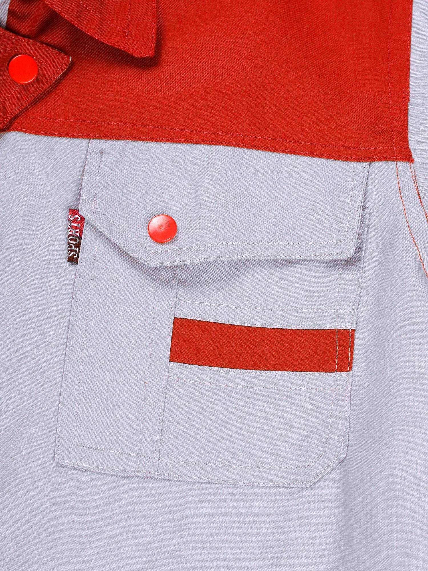 Men Color Block Short Sleeve Shirt Workers Uniform Mechanic Costume