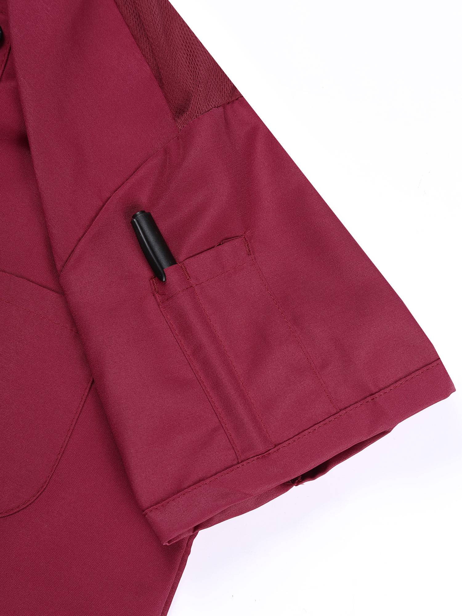 Men Short Sleeve Stand Collar Chef Coat Cook Uniform Shirt