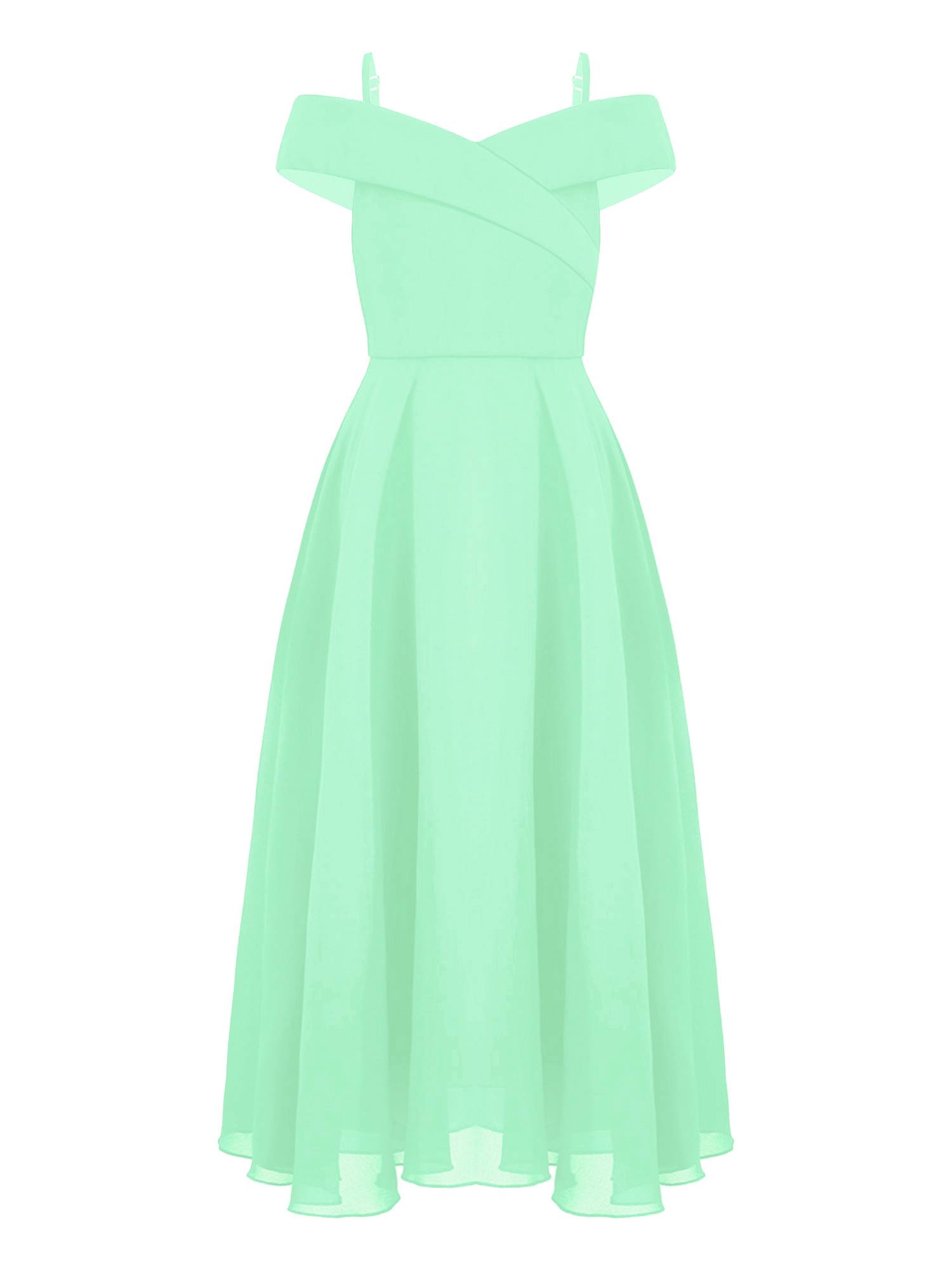 Kids Girls Chiffon Off-Shoulder Maxi Party Dress