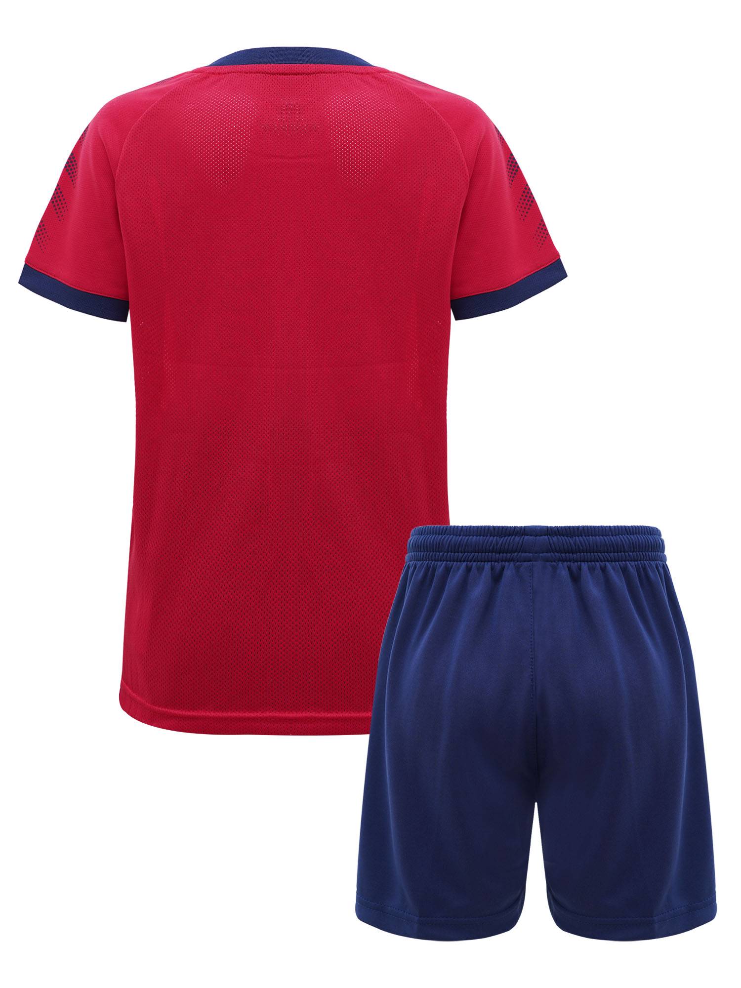 Kids Boys Two Pieces Short Sleeve T-shirt and Shorts Football Sets