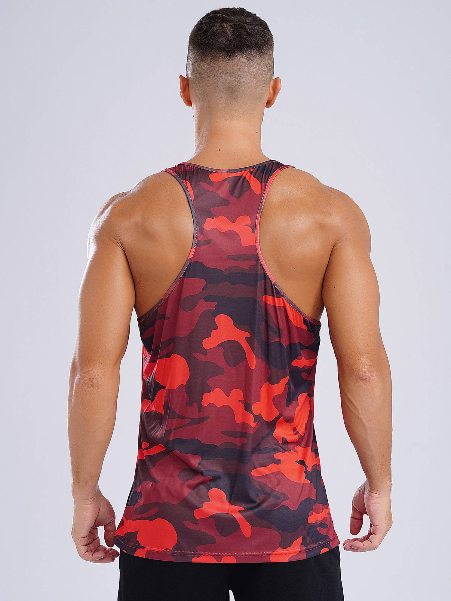 Men Camouflage Print Scoop Neck Sport Tank Tops