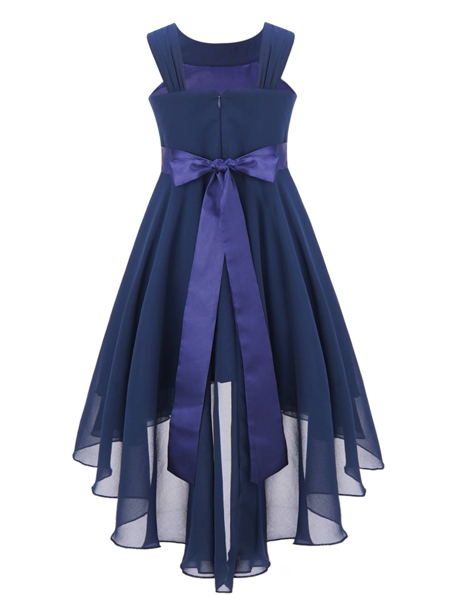 Kids Girls 3D Flower Chiffon High-Low Party Dress