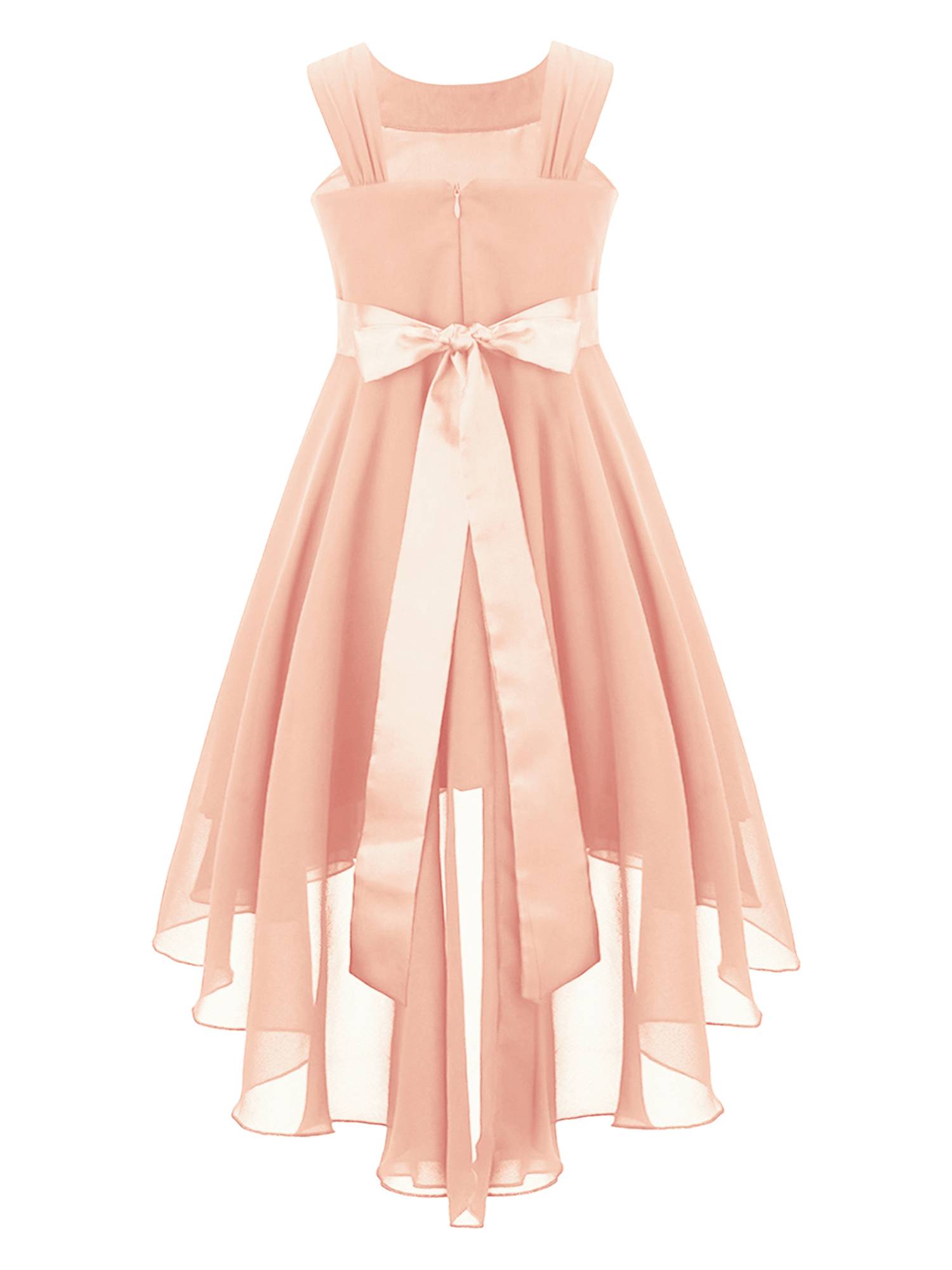 Kids Girls 3D Flower Chiffon High-Low Party Dress