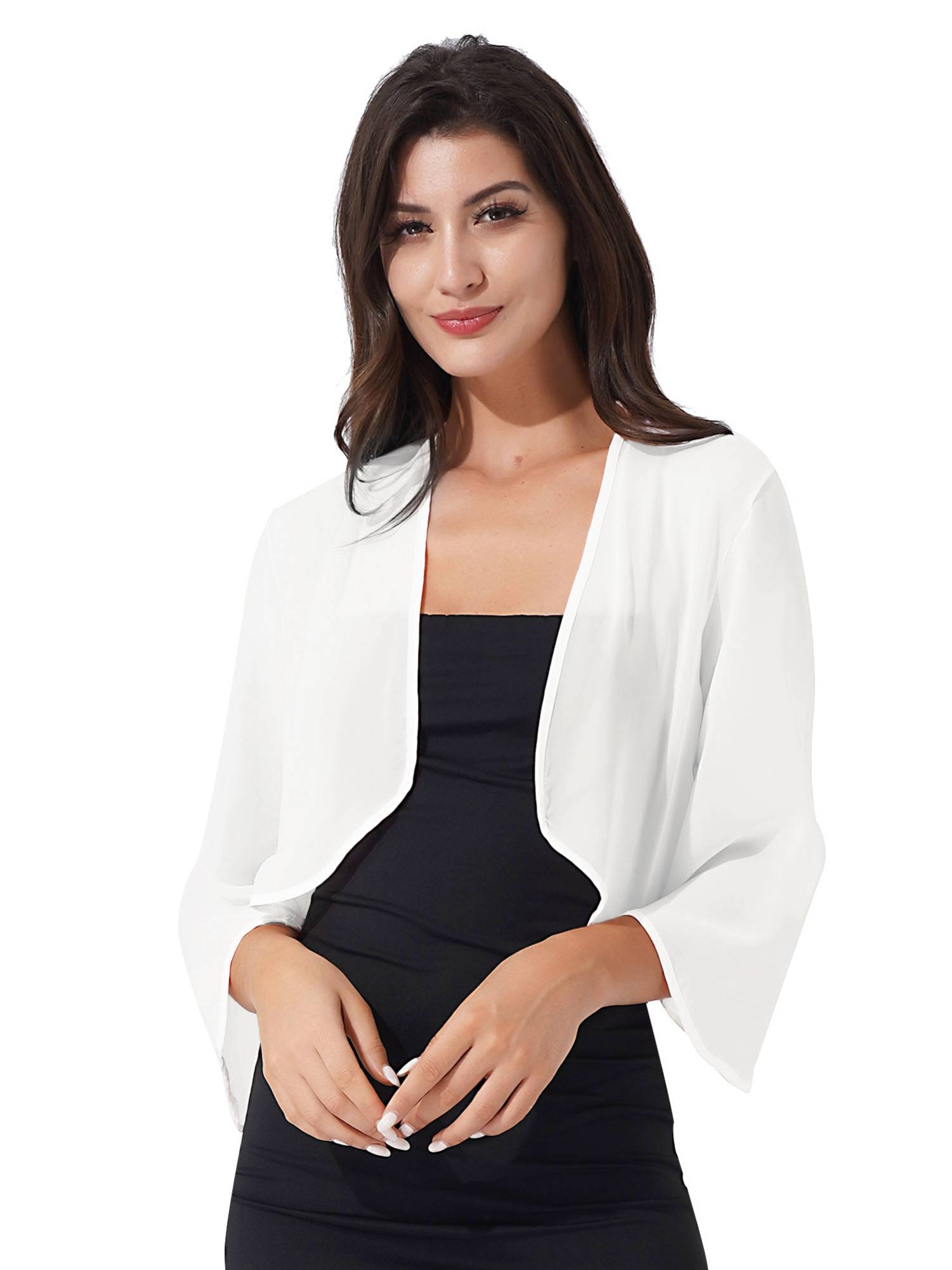 Women 3/4 Sleeve Chiffon Bolero