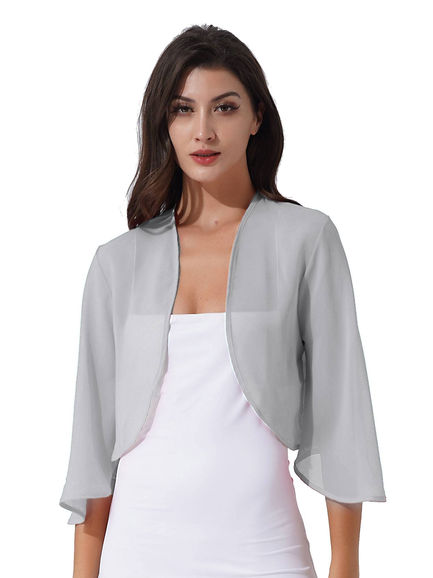 Women 3/4 Sleeve Chiffon Bolero