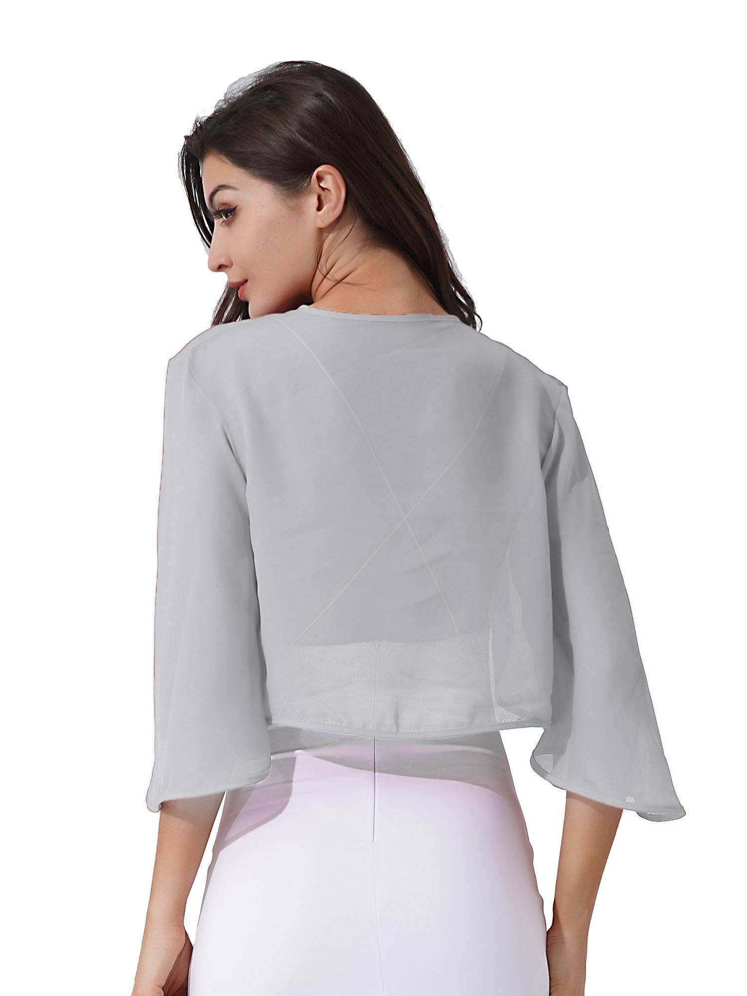 Women 3/4 Sleeve Chiffon Bolero