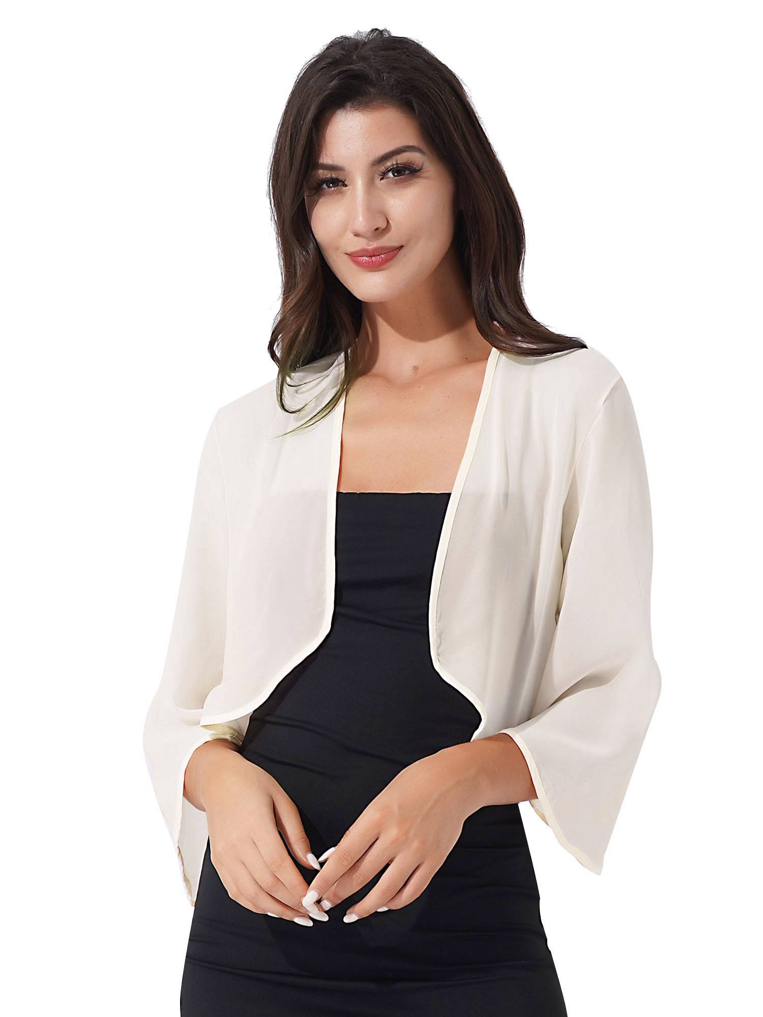 Women 3/4 Sleeve Chiffon Bolero