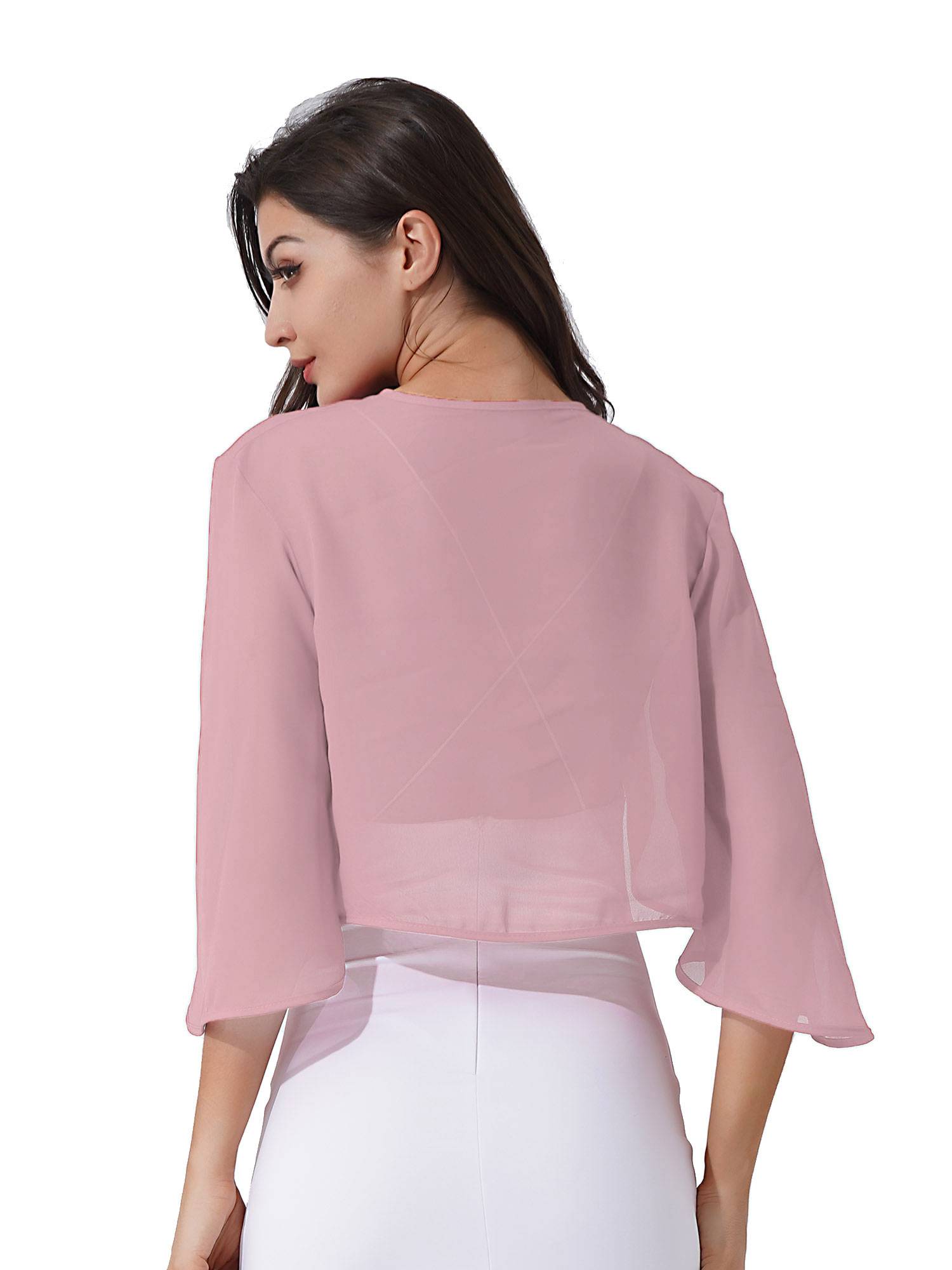 Women 3/4 Sleeve Chiffon Bolero