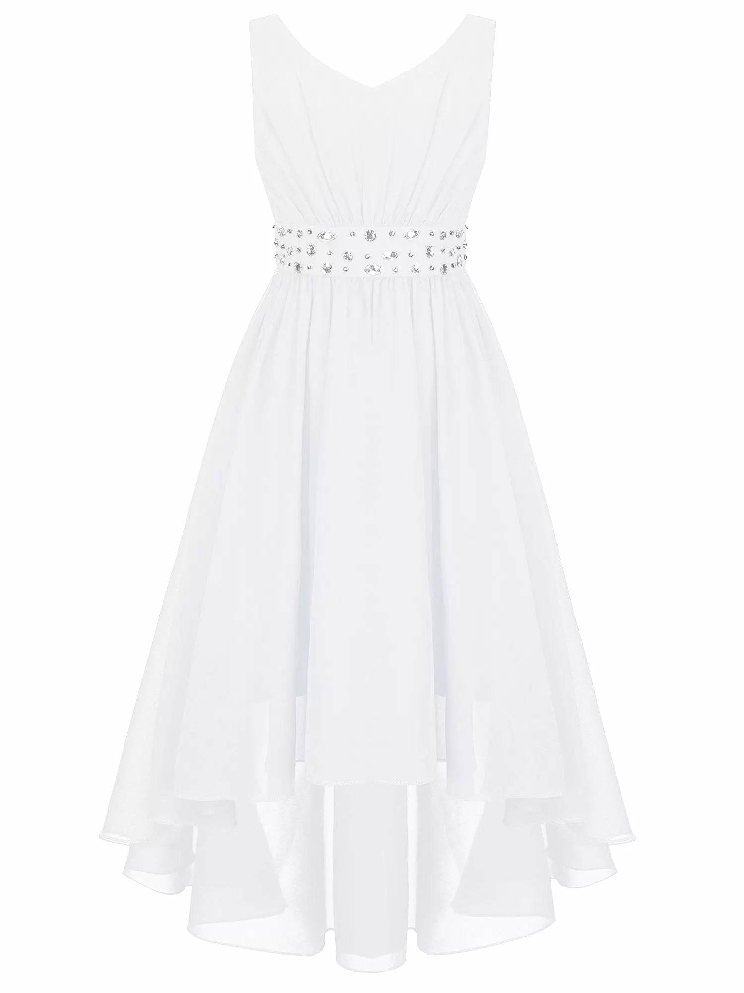 Kids Girls V Neck Party Tank Dresses