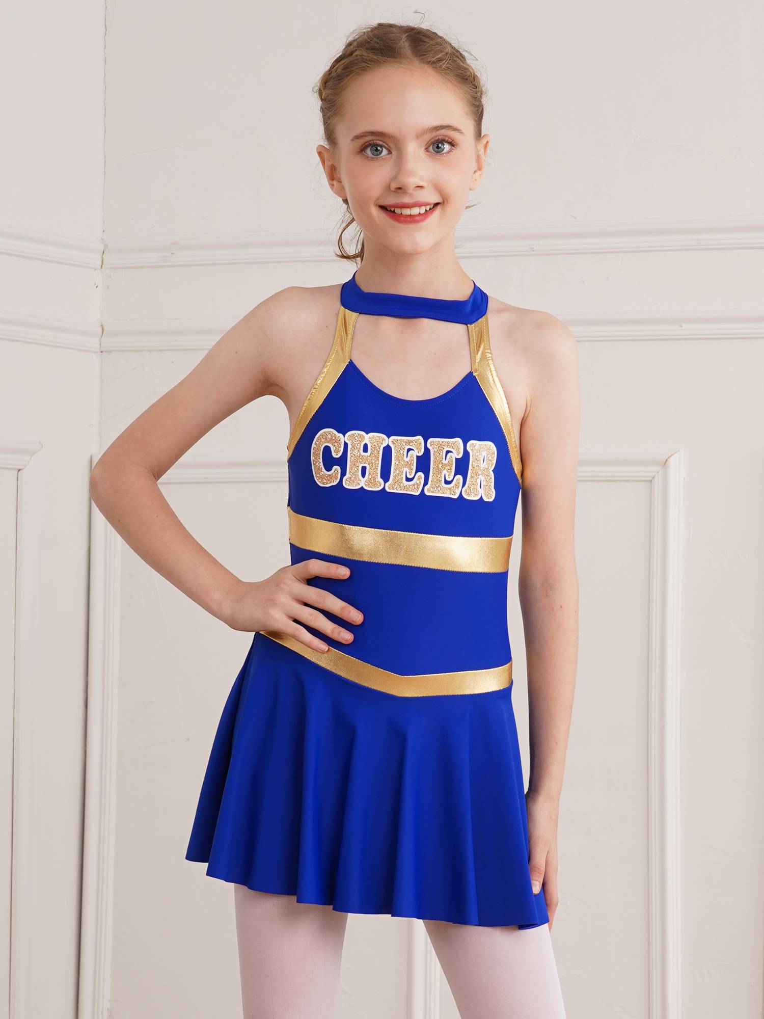 Kids Girls Sleeveless Letter Print Cheerleading Dance Dress
