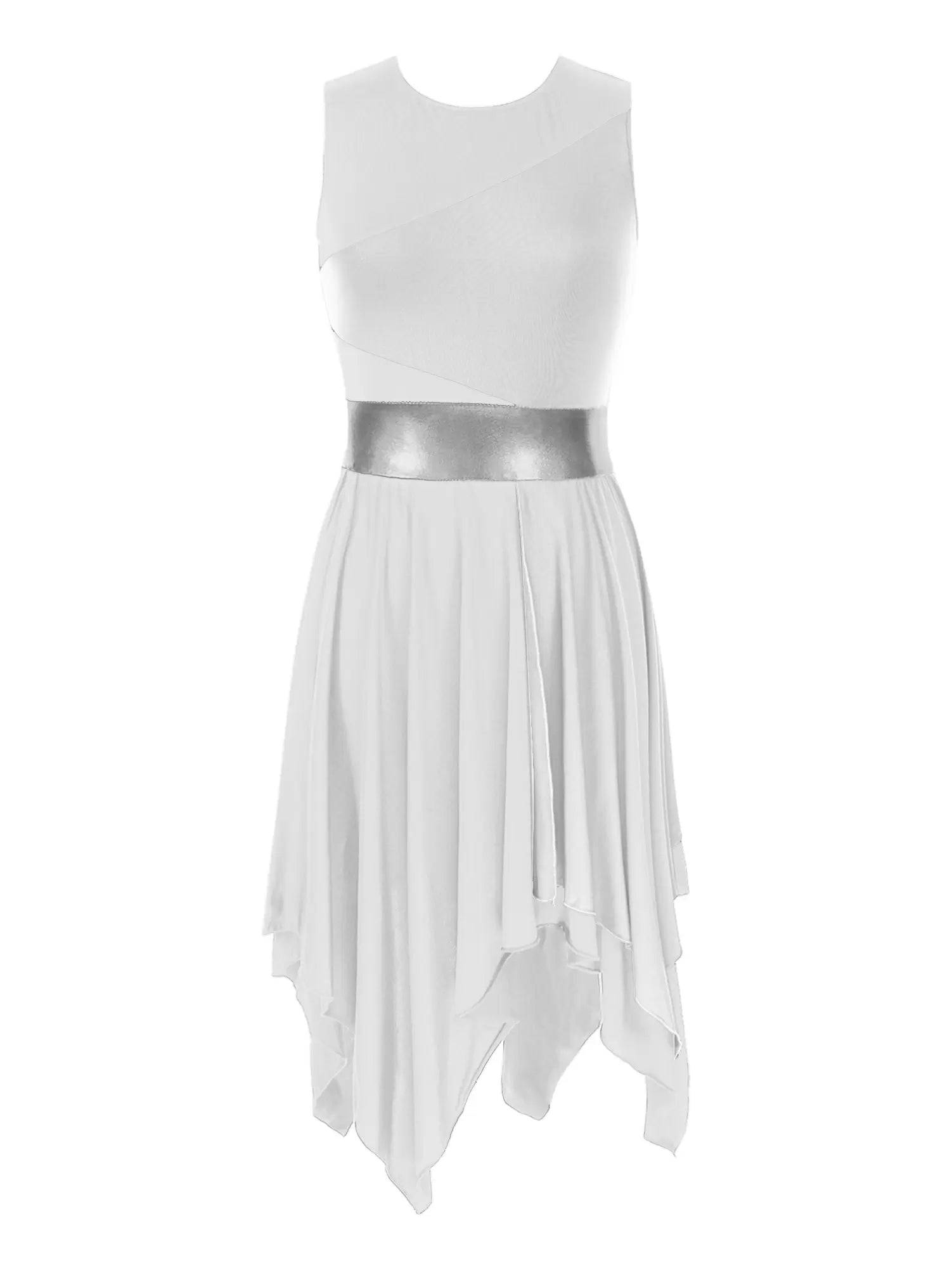 Women Color Block Sleeveless Praise Dance Dress(not include white underdress)