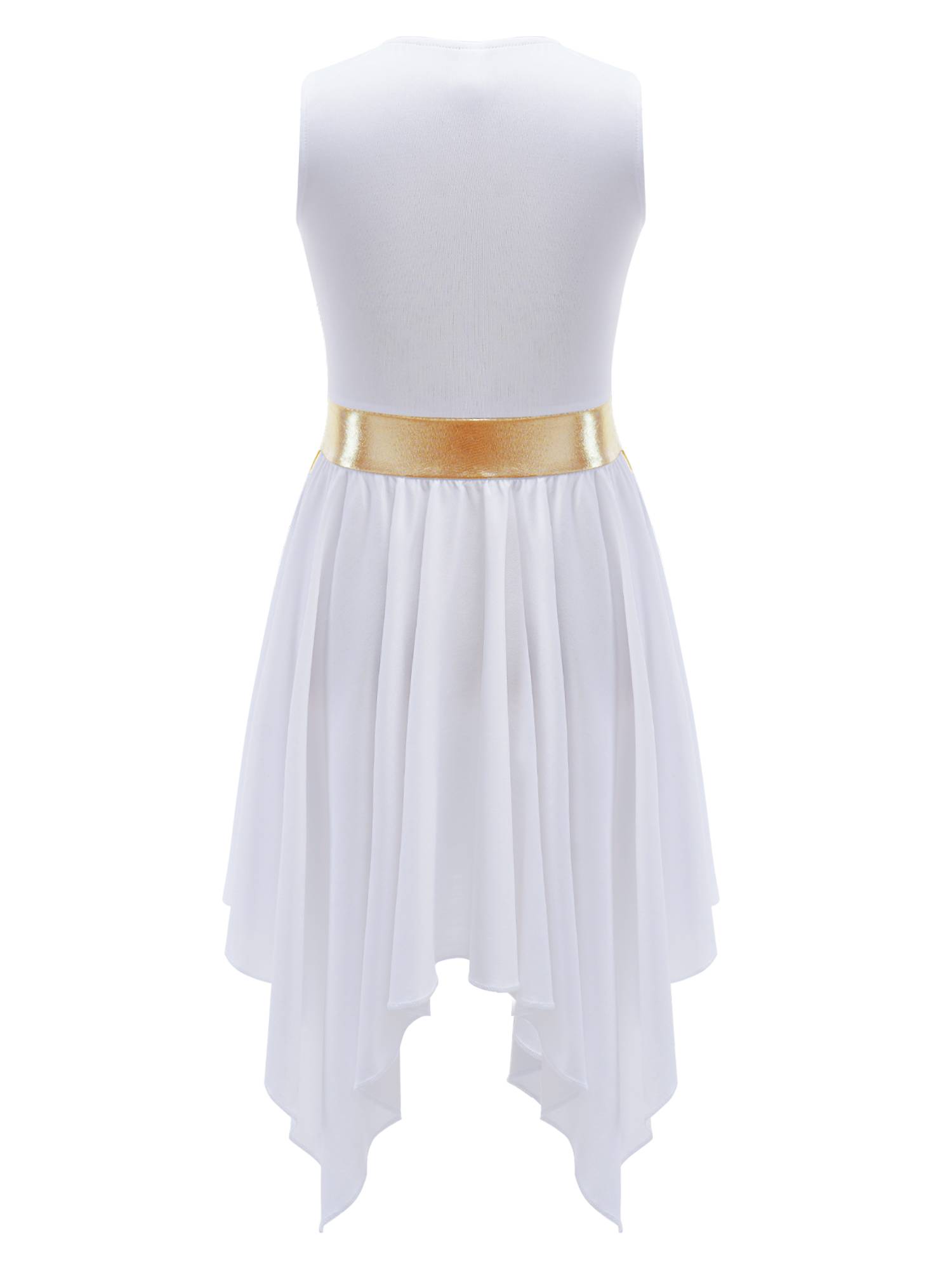 Kids Girls Sleeveless Colorblock Praise Worship Dance Dress