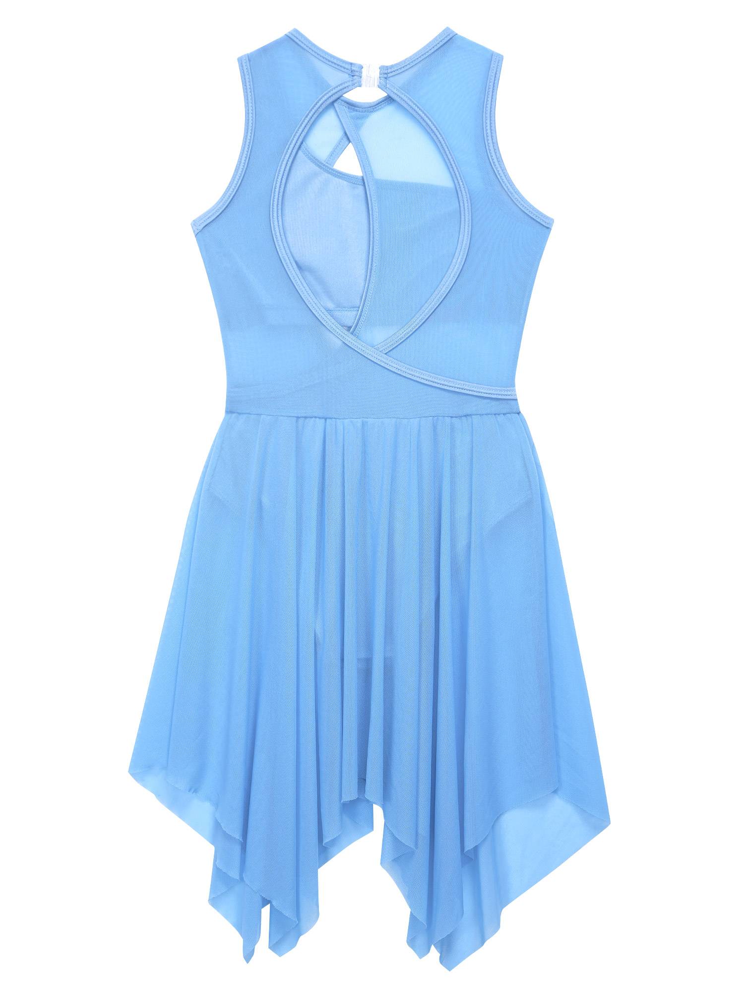 Kids Girls Sleeveless Criss Cross Backless Lyrical Dance Dress