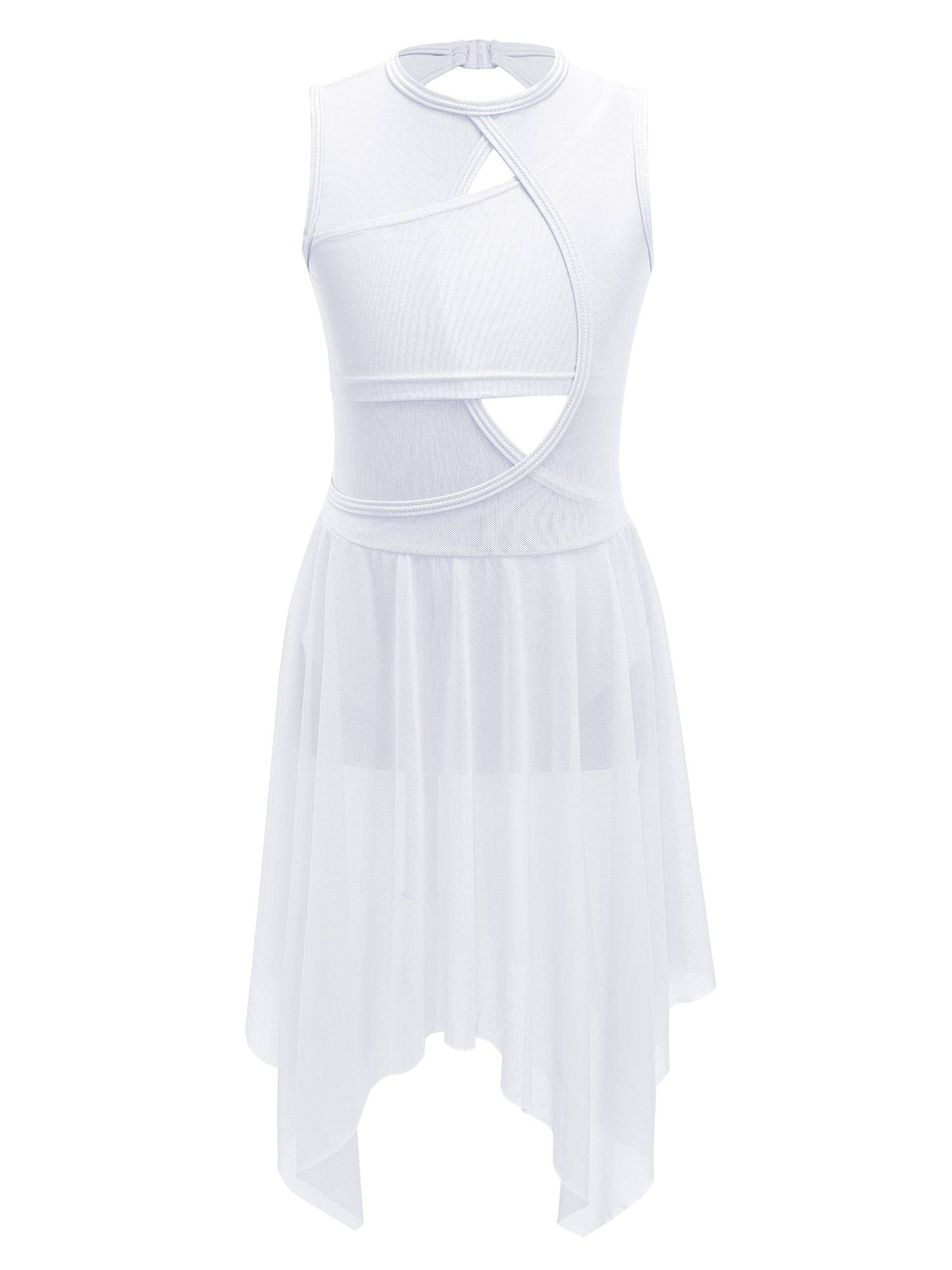 Kids Girls Sleeveless Criss Cross Backless Lyrical Dance Dress