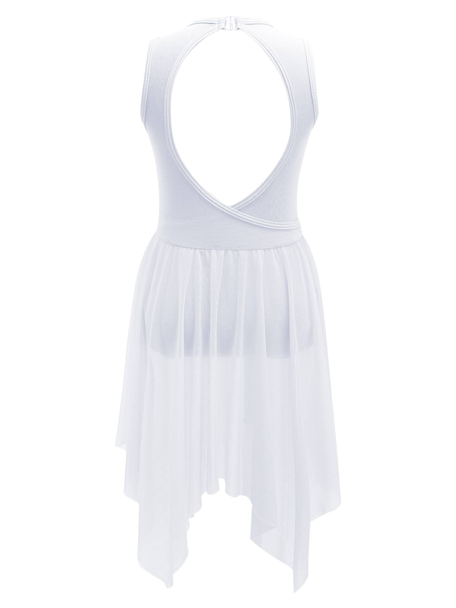 Kids Girls Sleeveless Criss Cross Backless Lyrical Dance Dress