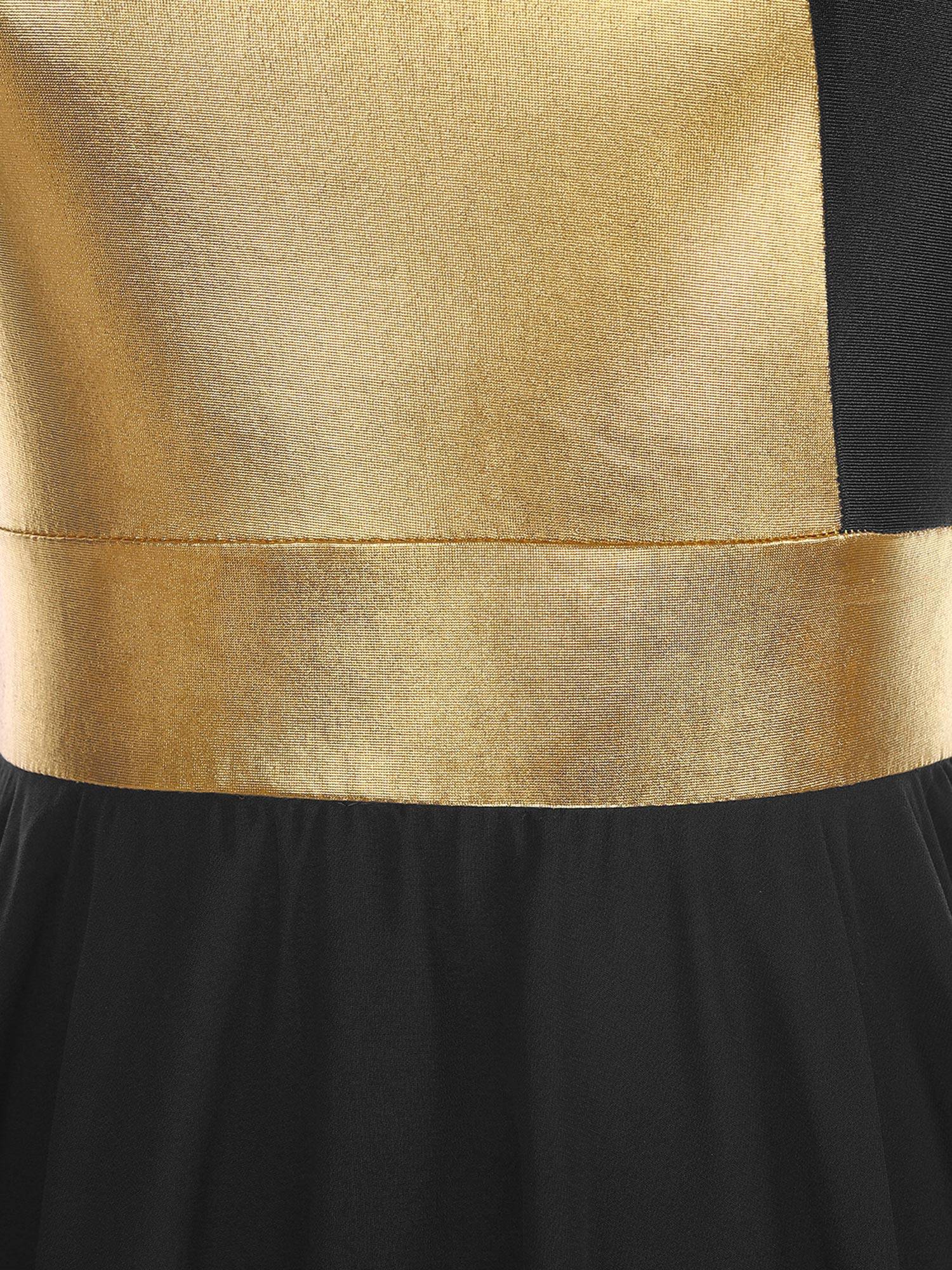 Women Color Block Sleeveless Lyrical Dance Dress(no white underdress)