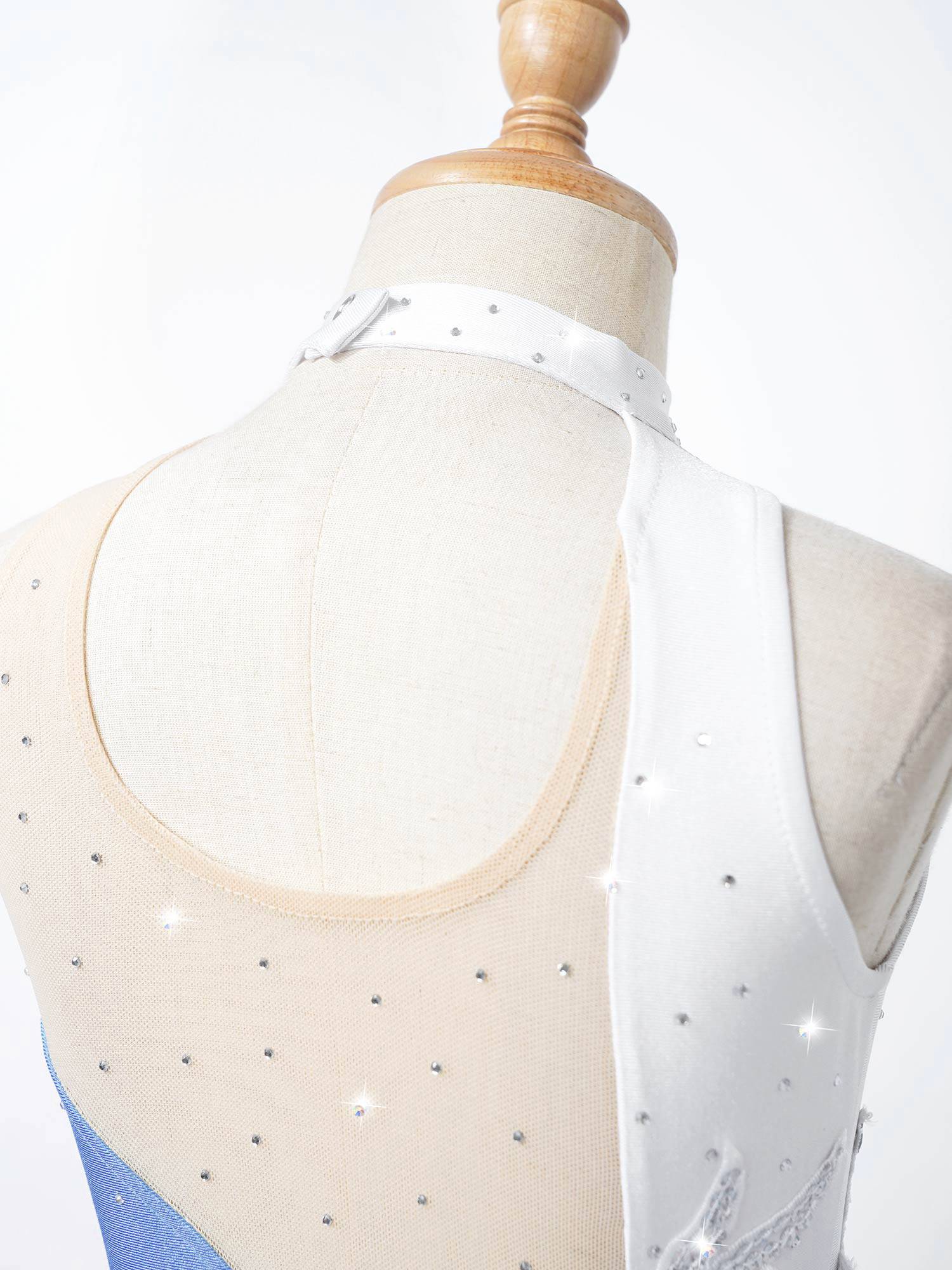 Kids Girls Sleeveless Sequin Floral Ruffle Skating Dance Dress