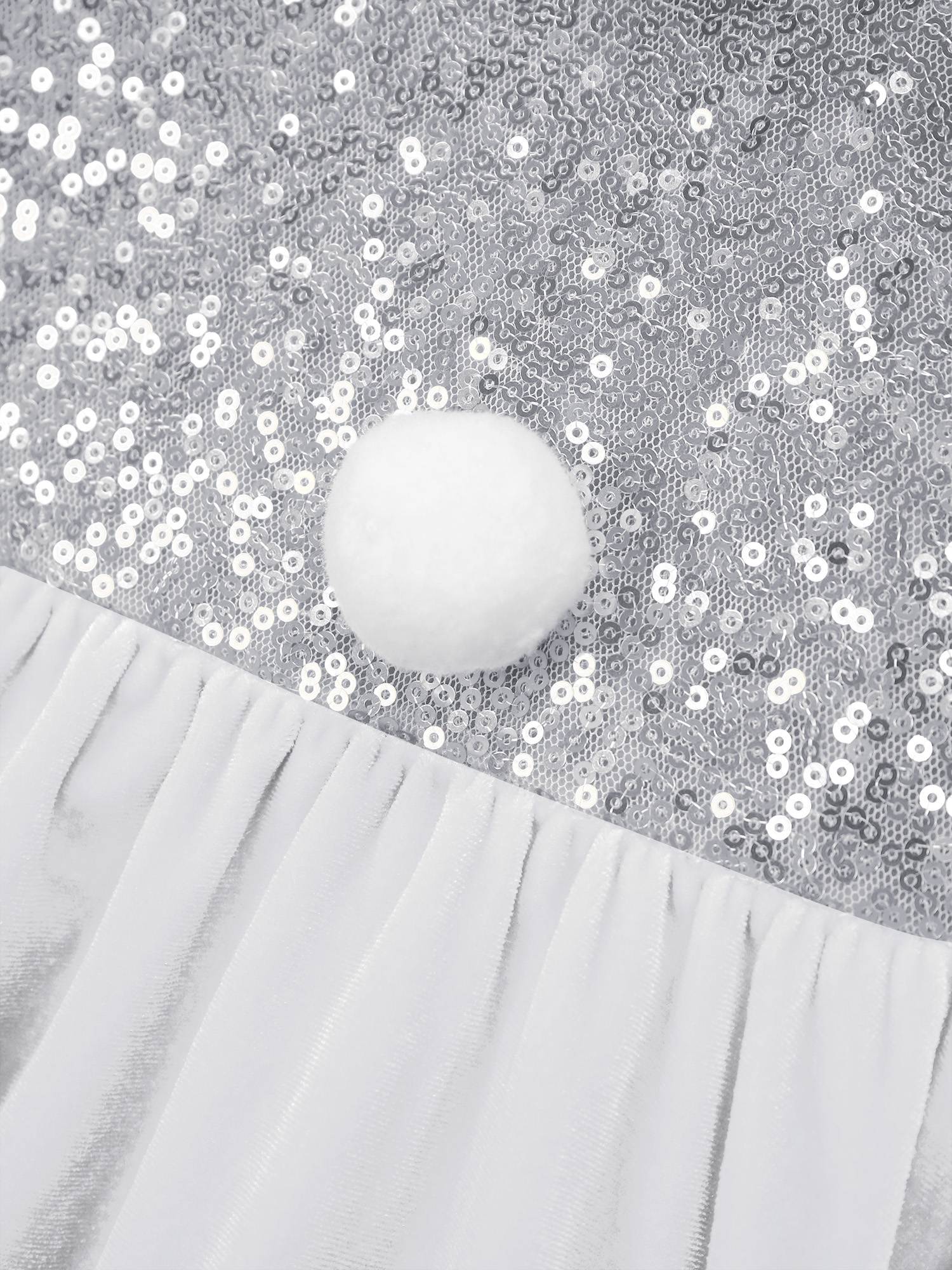 Kids Girls Christmas Sequin Long Sleeve Velvet Dance Leotard Dress