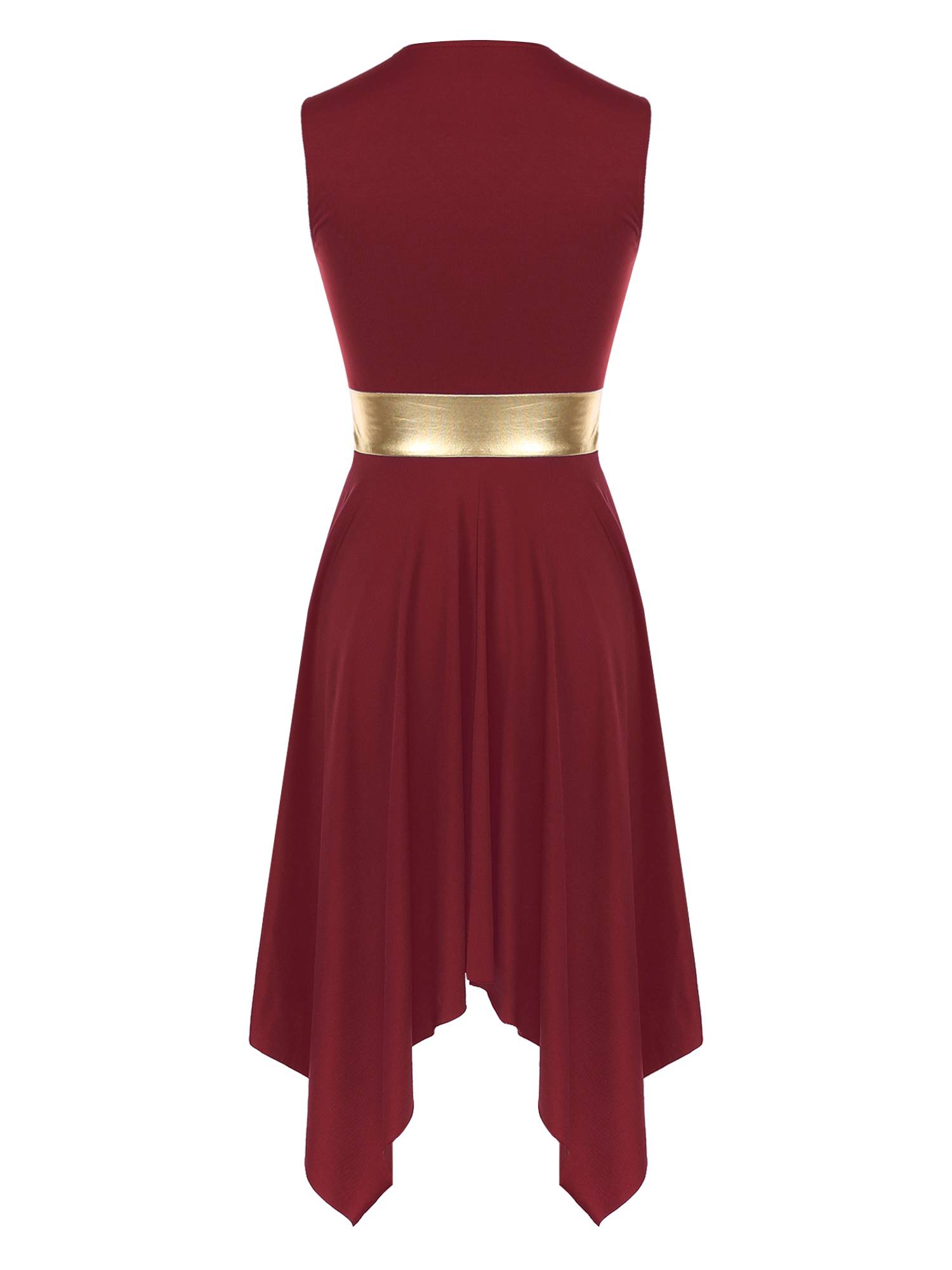 Women Sleeveless V Neck High Low Praise Dresses(no white underdress)