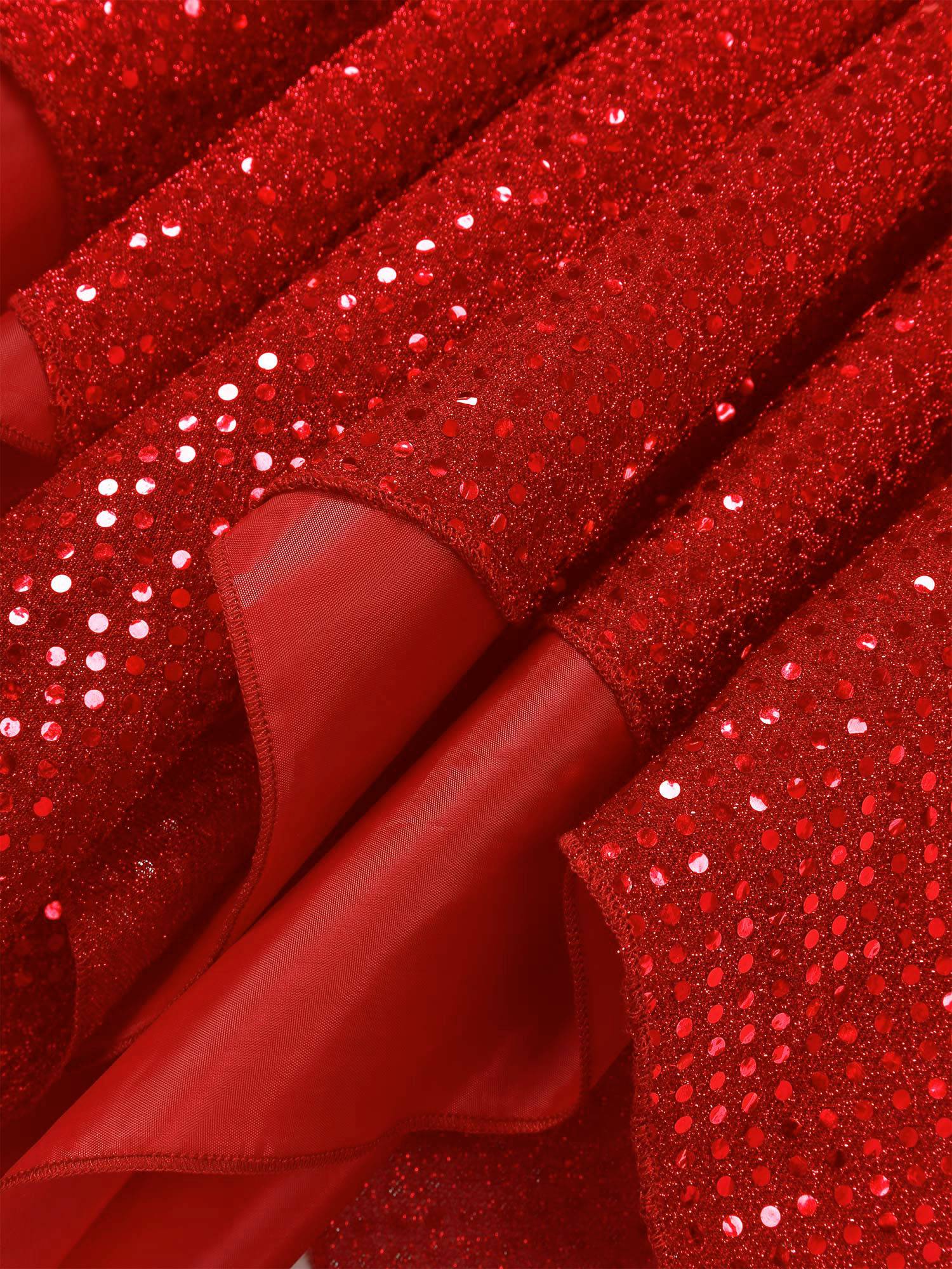 Kids Girls Sleeveless Metallic Sequins Asymmetrical Lyrical Dance Dress