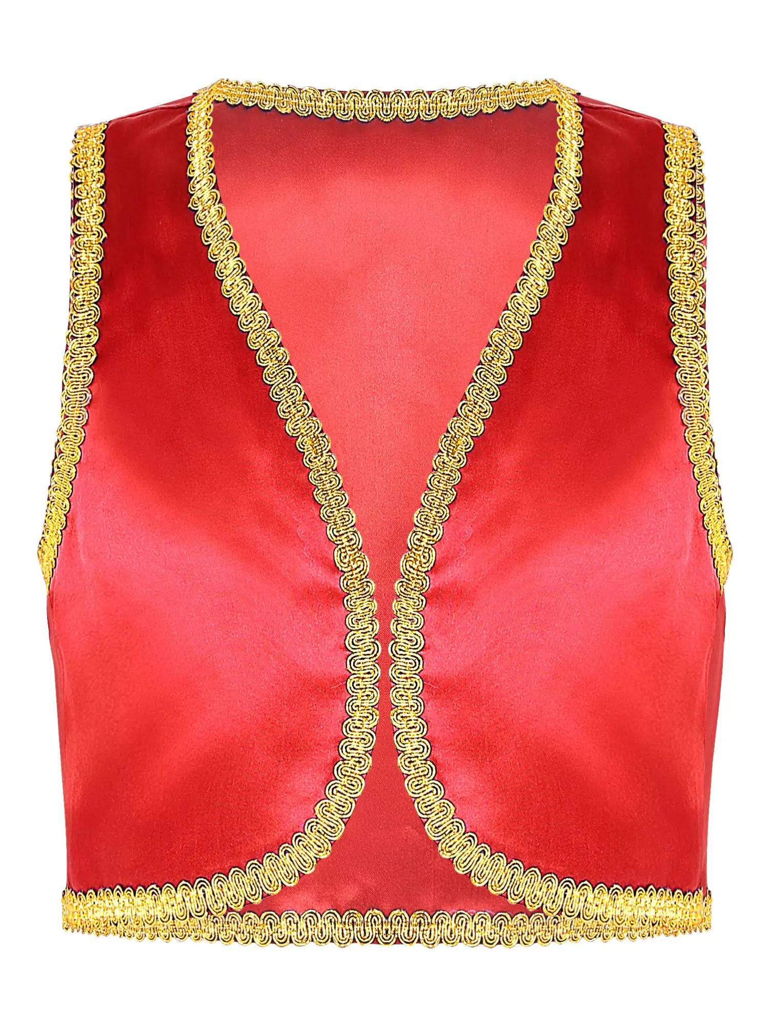 Kids Boys Glossy Open Front Vest Aladdin Cosplay Costume