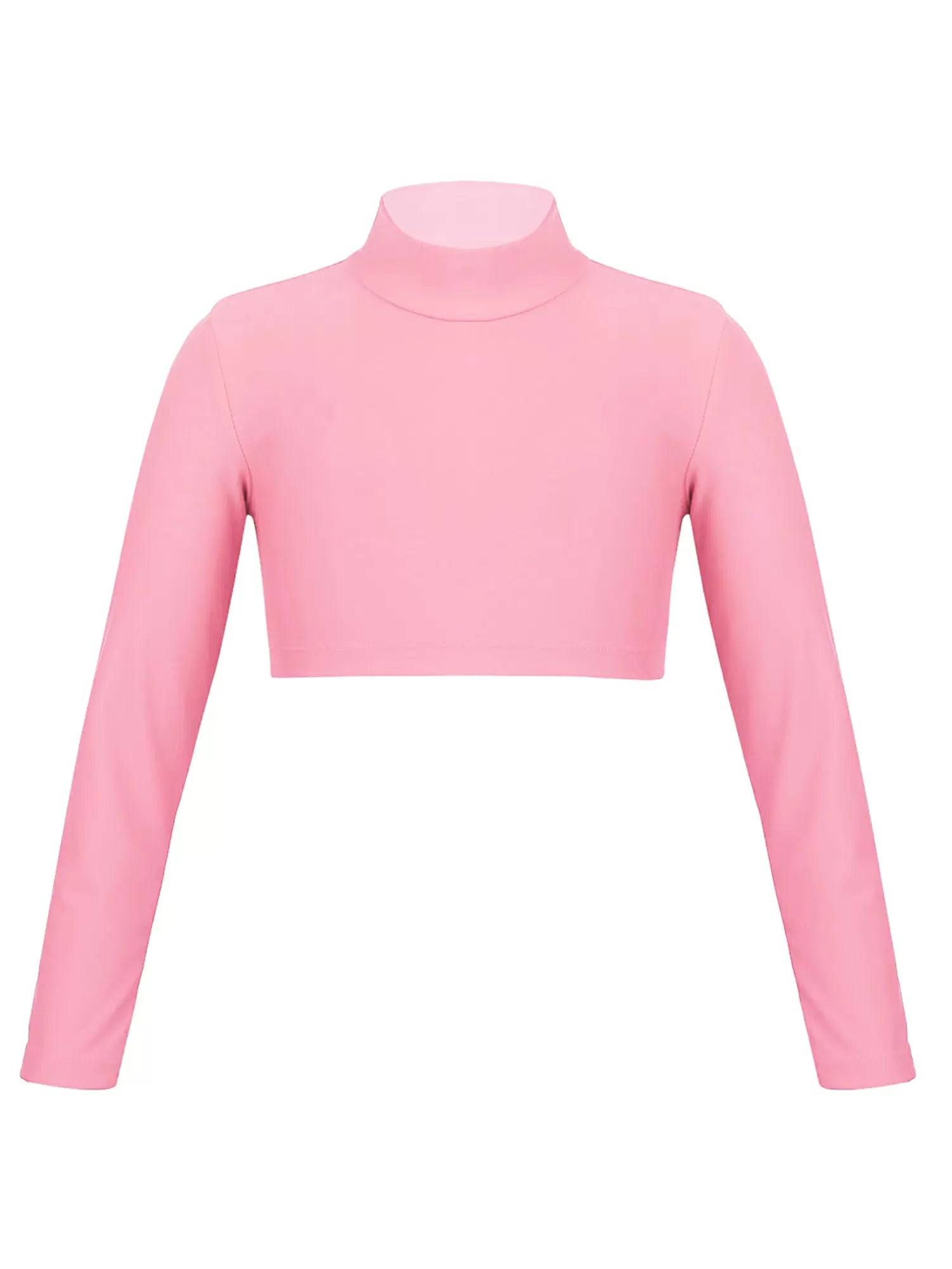 Kids Girls Solid Long Sleeves Crop Top