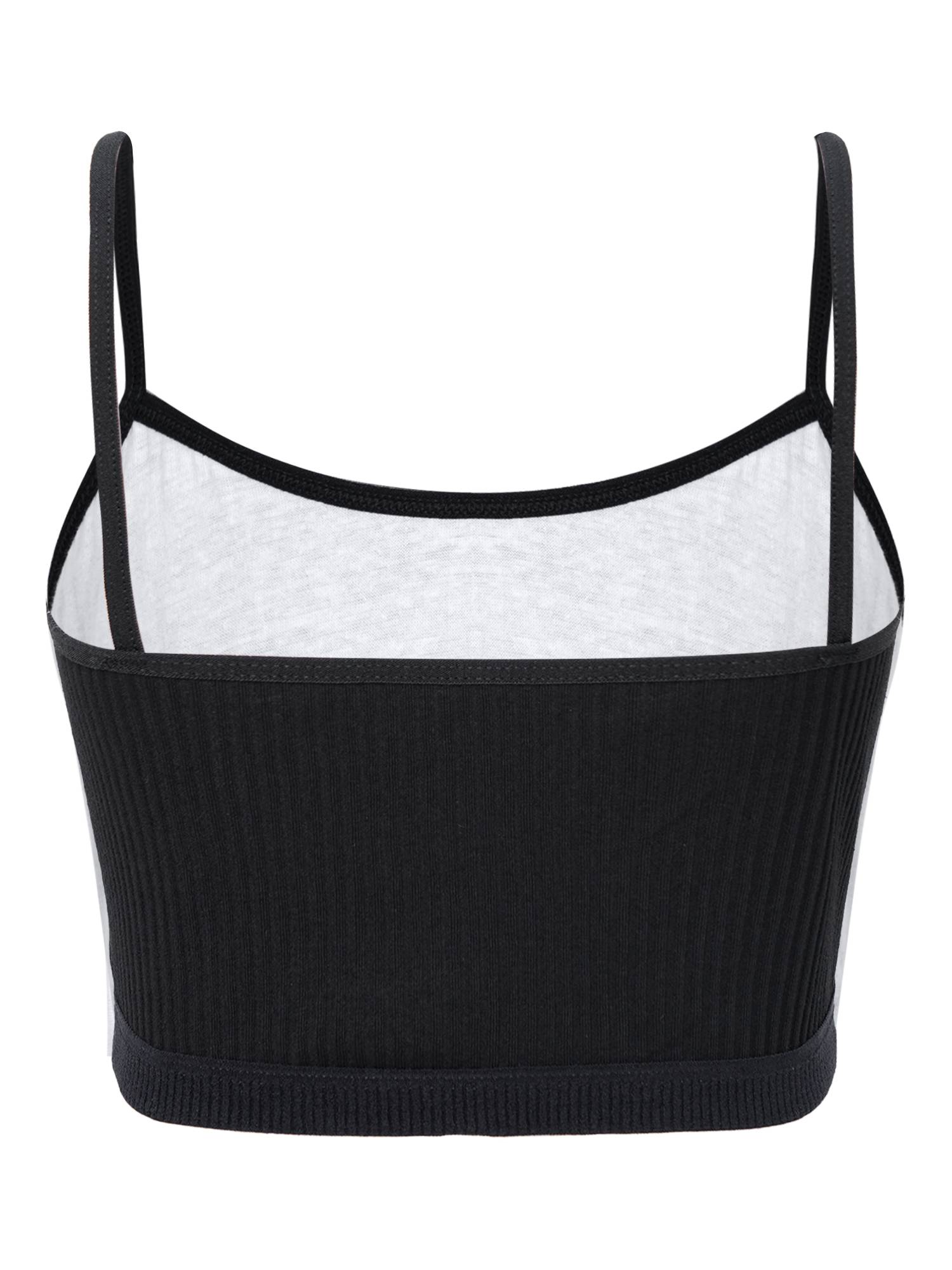 Kids Girls Ribbed Spaghetti Straps Crop Top Solid Sport Camisole